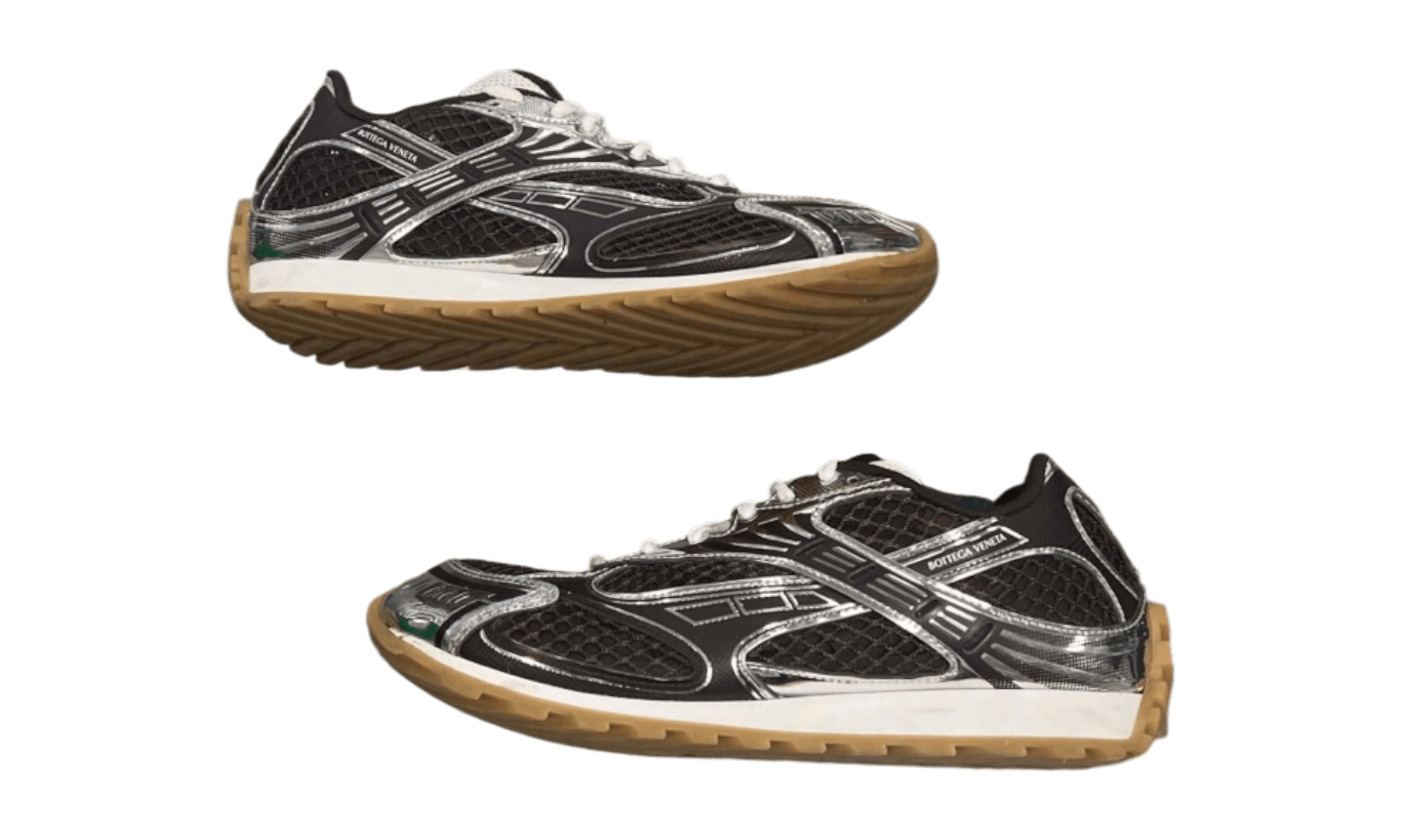 Bottega Veneta Brown Silver Orbit Sneakers (Preowned)