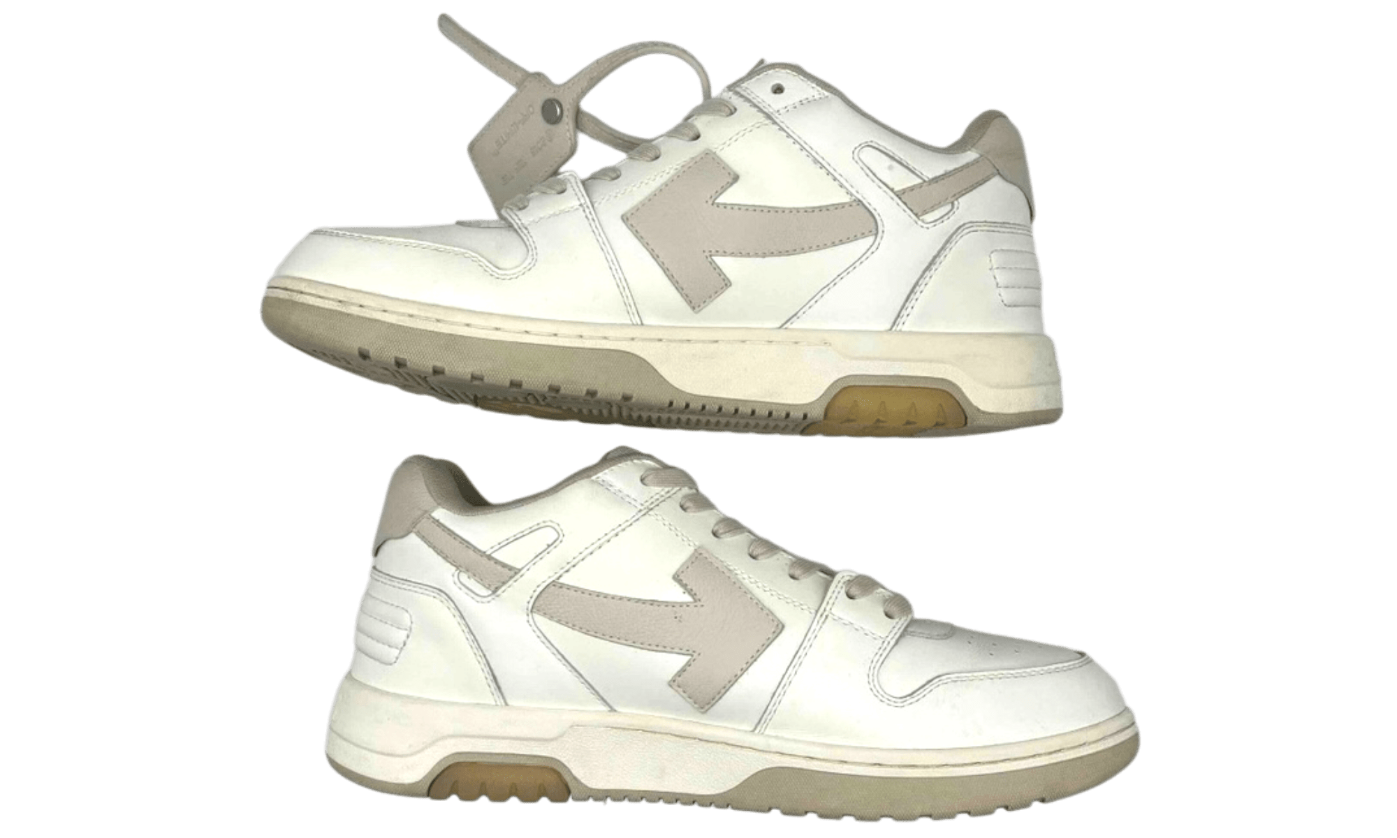 OFF-WHITE Out Of Office OOO Low Tops White Beige (PreOwned)