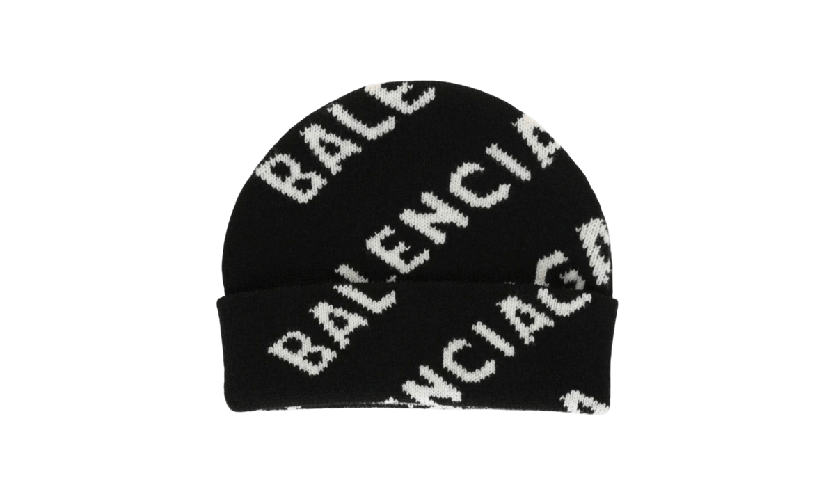 Balenciaga Allover Logo Knit Beanie