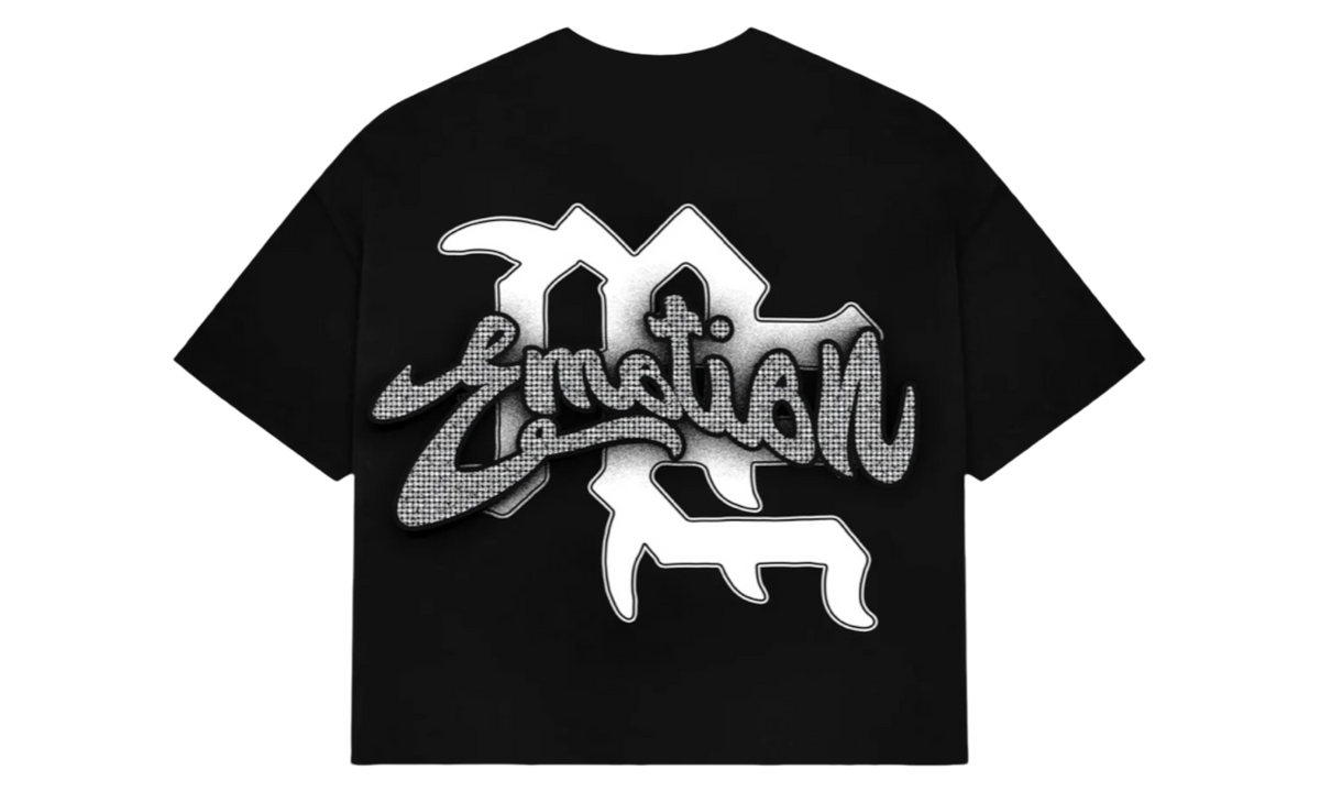Mixed Emotions Rhinestone Cupid Black Cropped T-Shirt