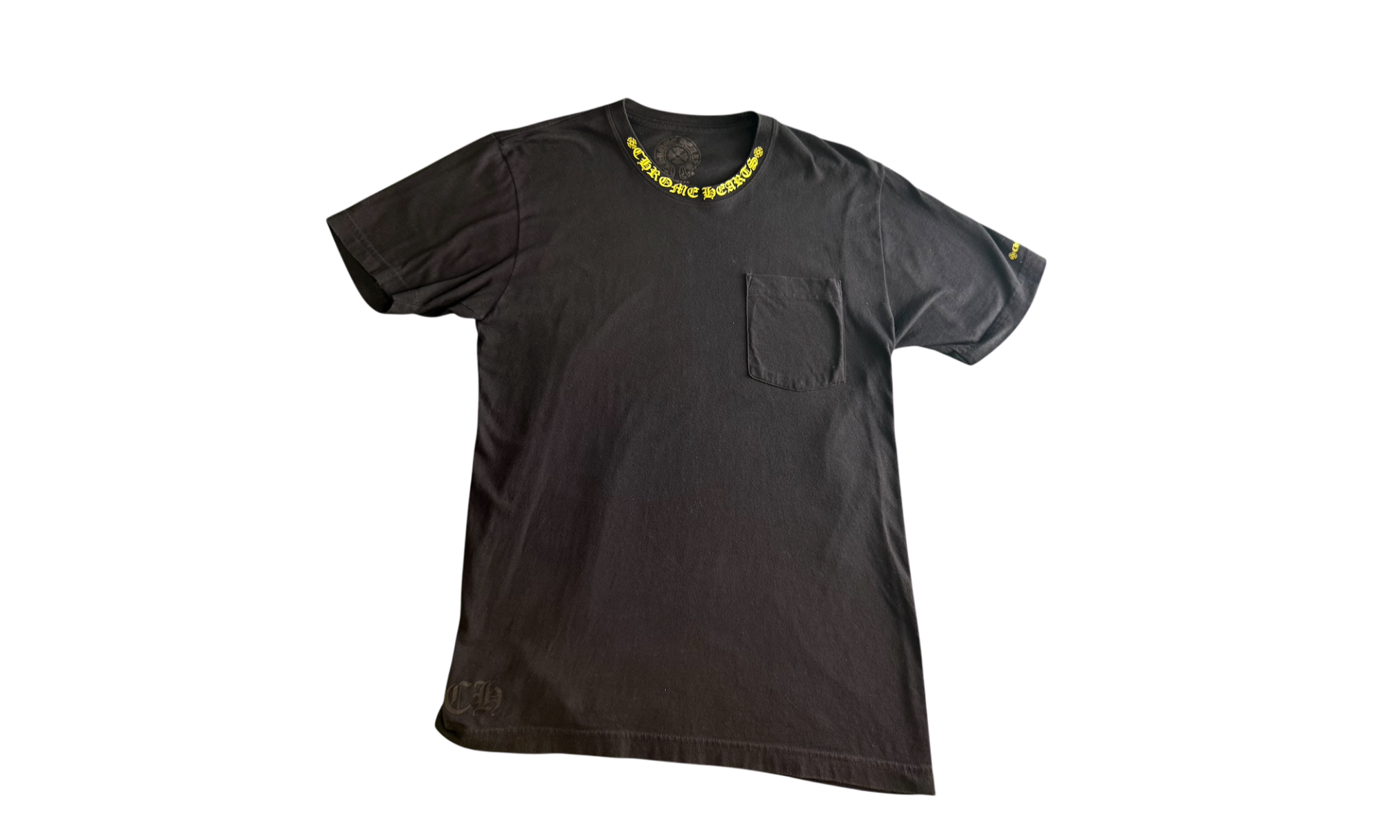 Chrome Hearts Neck Letter Yellow Black T-Shirt (PreOwned)
