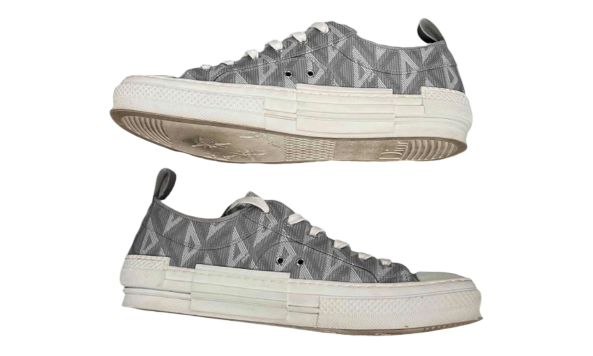 Dior B23 Low Top Gray CD Diamond Sneakers (PreOwned)