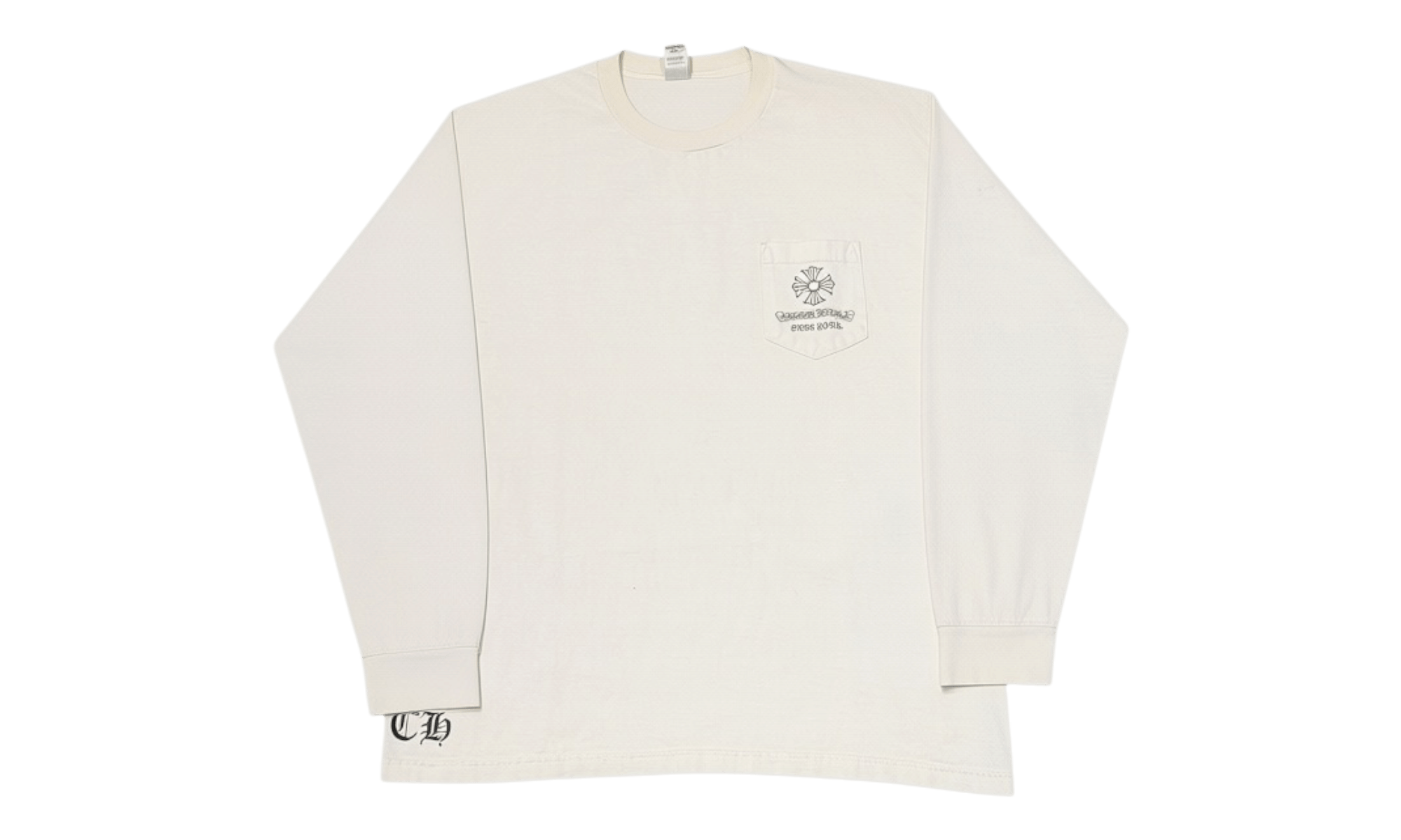 Chrome Hearts New York Pocket Vintage White Long Sleeve (Preowned)(Cracking)