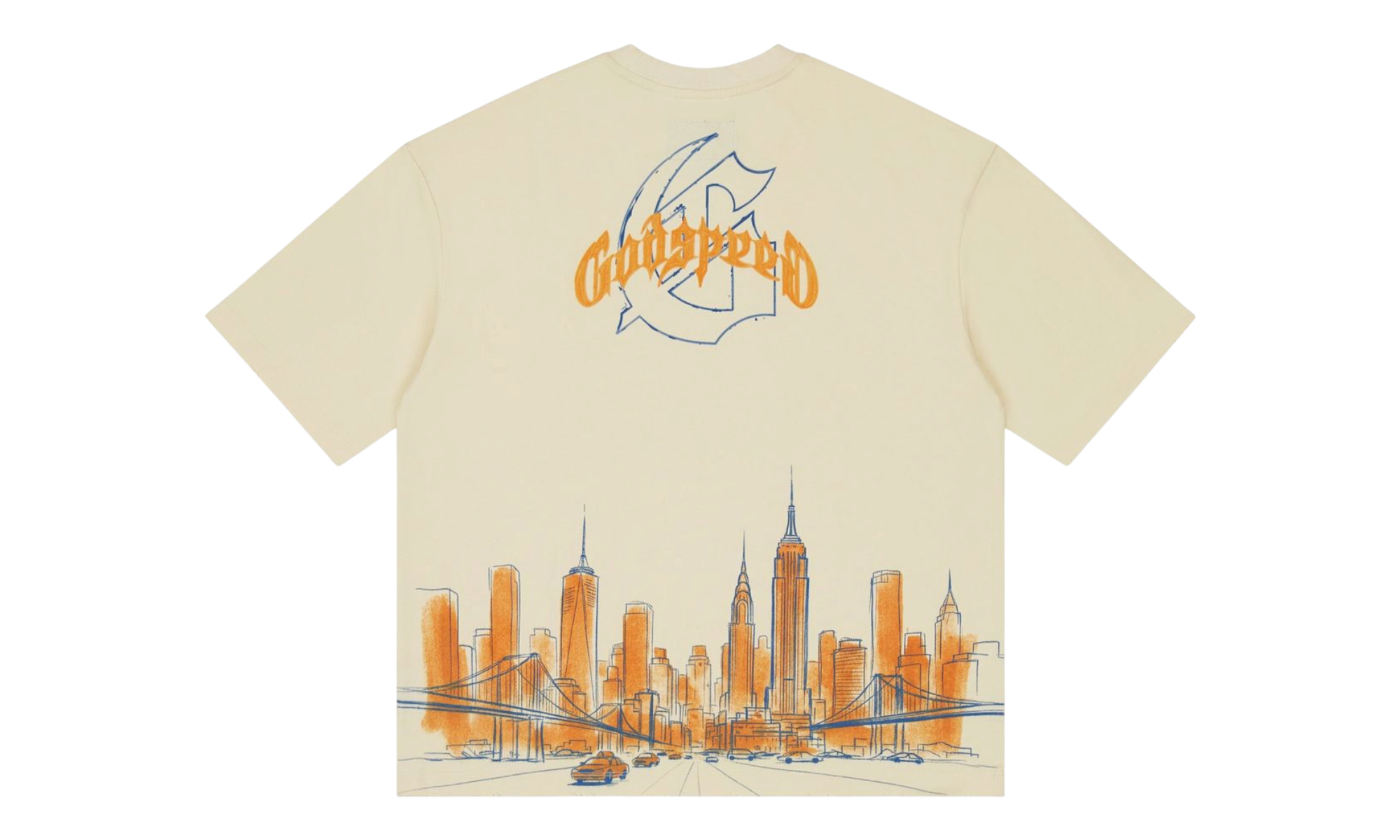 Godspeed New York Skyline Bone T-Shirt