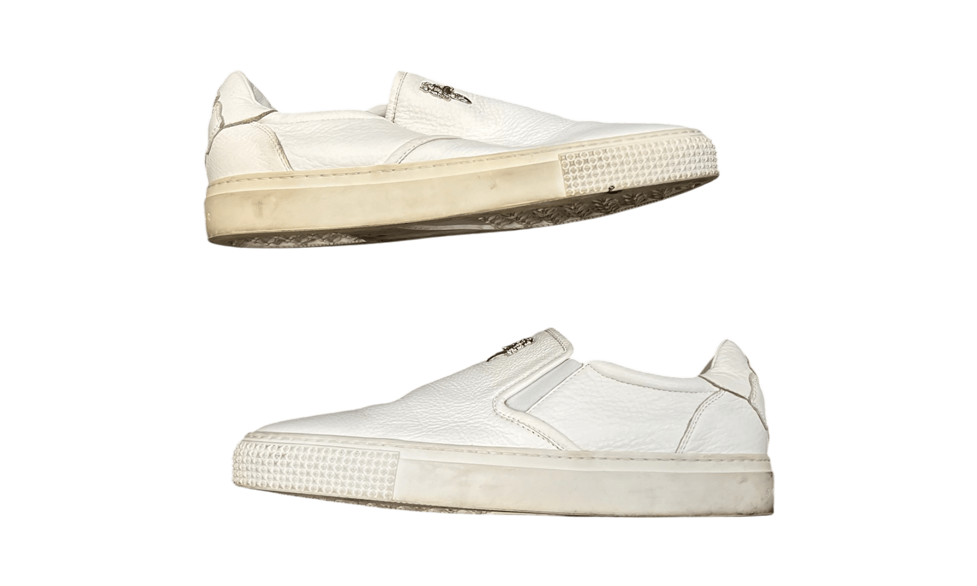 Chrome Hearts Slip-On White Calf Leather Dagger Sneaker (PreOwned) (Rep Box)