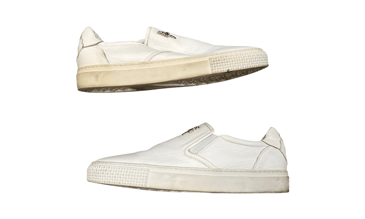 Chrome Hearts Slip-On White Calf Leather Dagger Sneaker (PreOwned) (Rep Box)