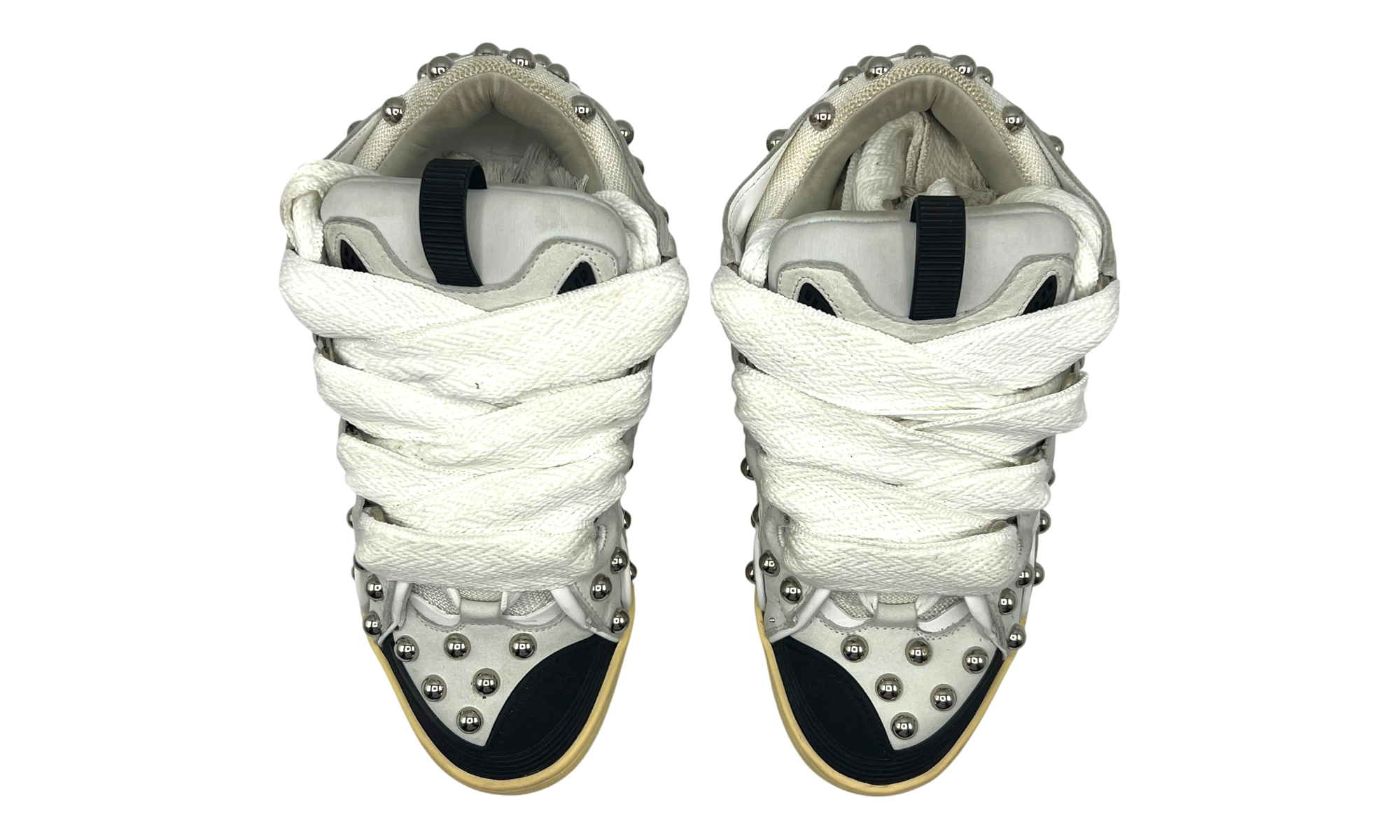 Lanvin Studded Leather Curb Sneaker White (PreOwned)