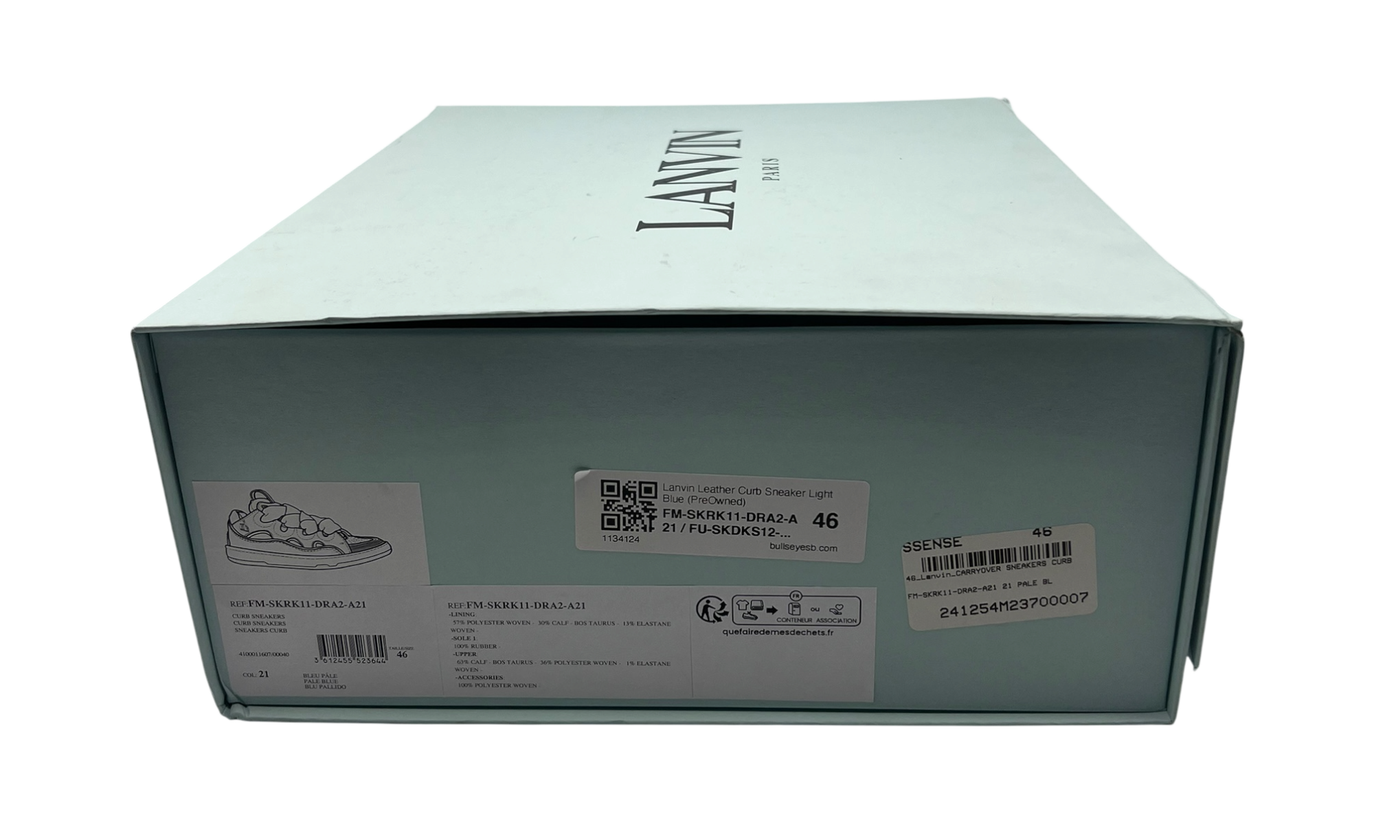 Lanvin Leather Curb Sneaker Light Blue (PreOwned)