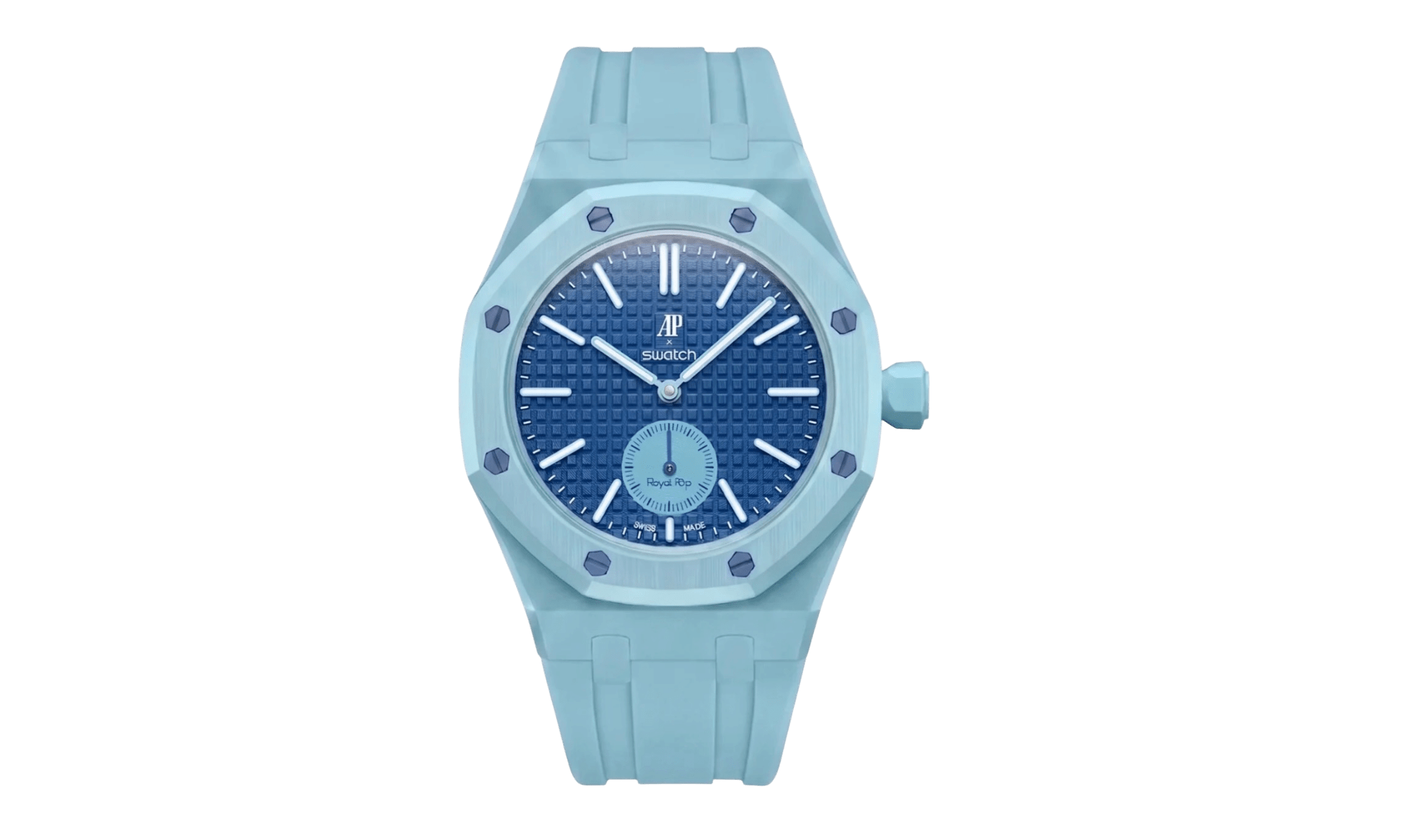 Swatch x Audemars Piguet AP Bioceramic Royal Pop Savonnette Lan Ba on Blue Rubber Strap & Blue Case
