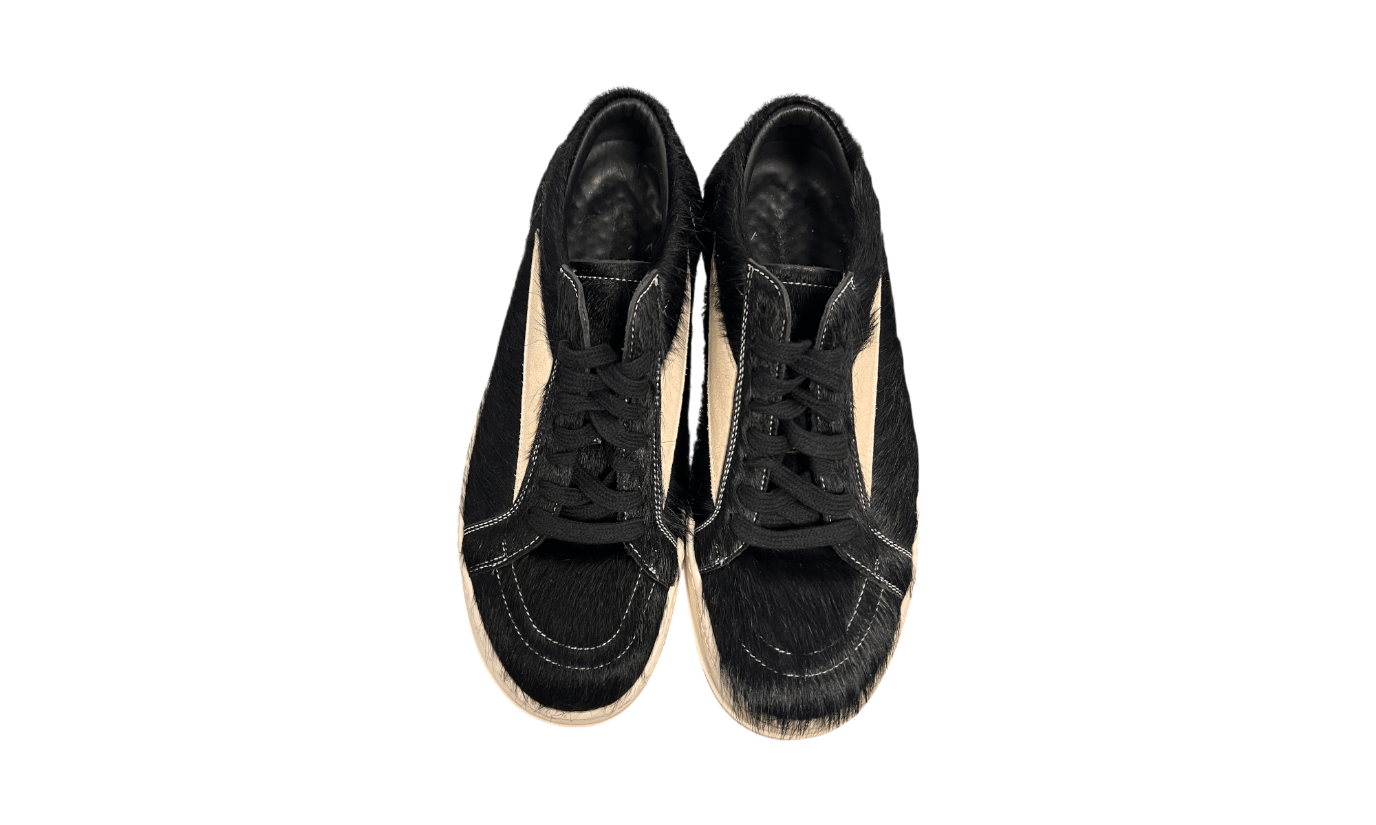 Rick Owens Vintage Low Pony Hair Black/Milk Sneakers (PreOwned)