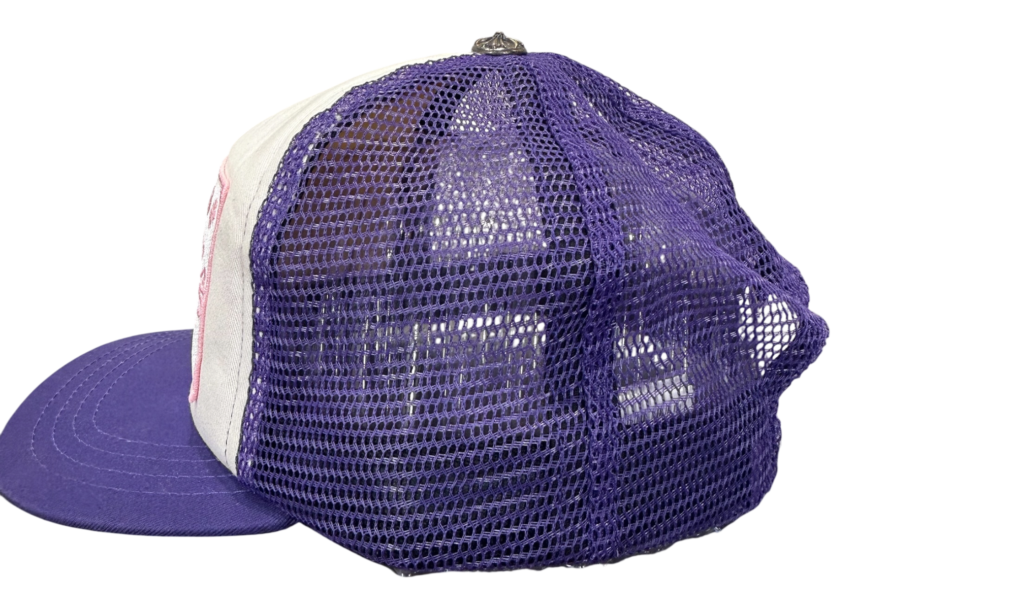 Chrome Hearts CH Hollywood Trucker Hat Purple/White/Pink (Minor Cracked Strap)