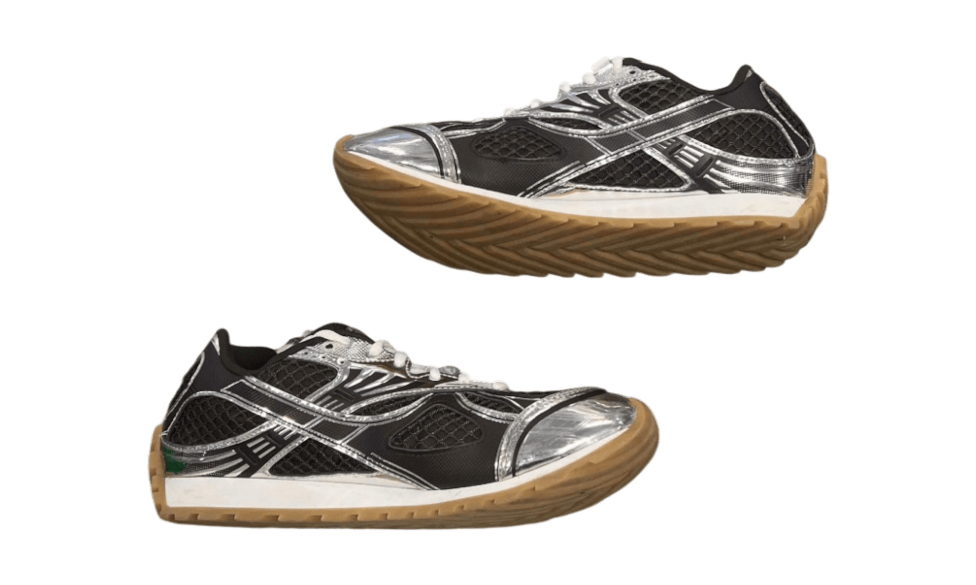 Bottega Veneta Brown Silver Orbit Sneakers (Preowned)