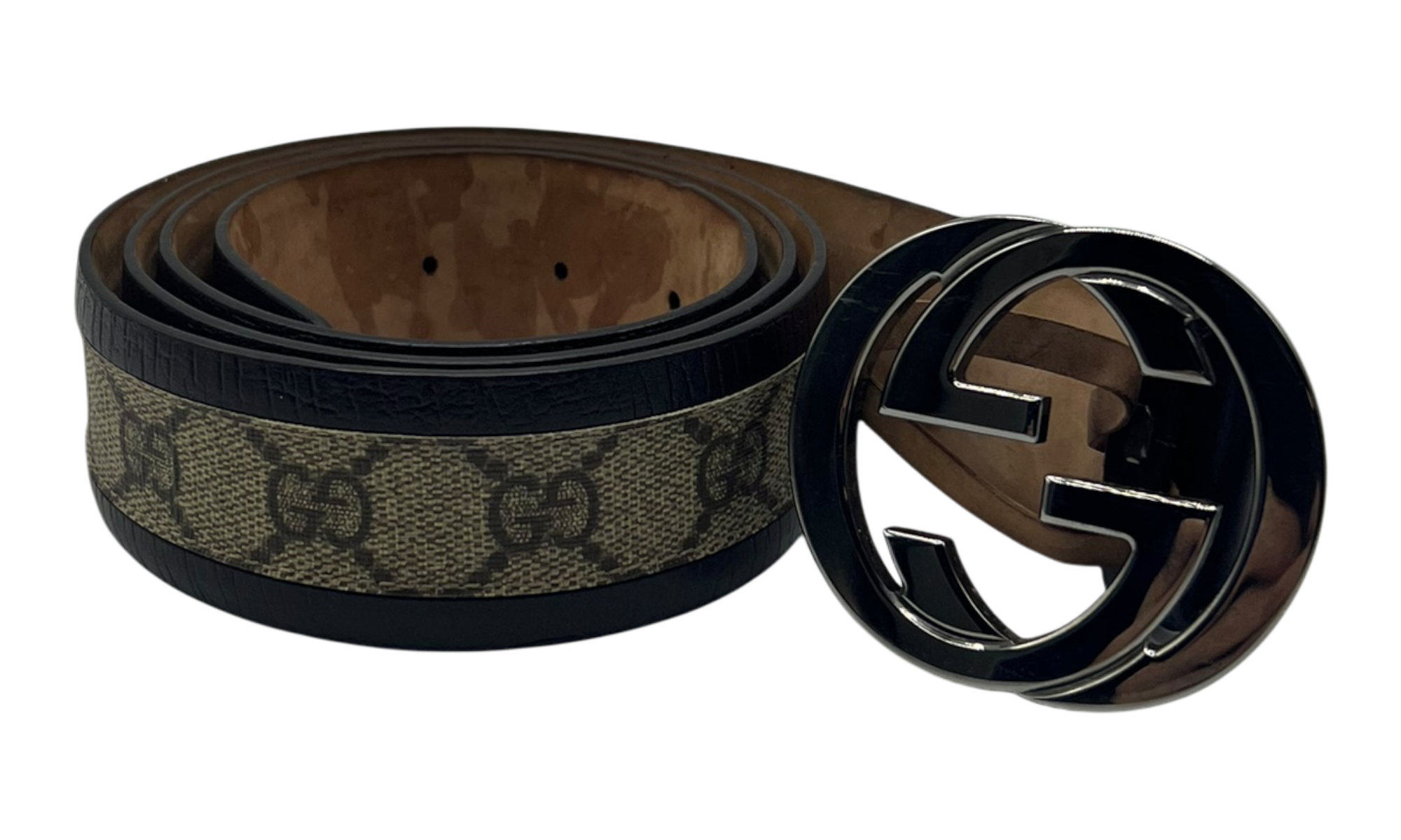 Gucci Brown Monogram Interlocking G Buckle Belt (PreOwned)