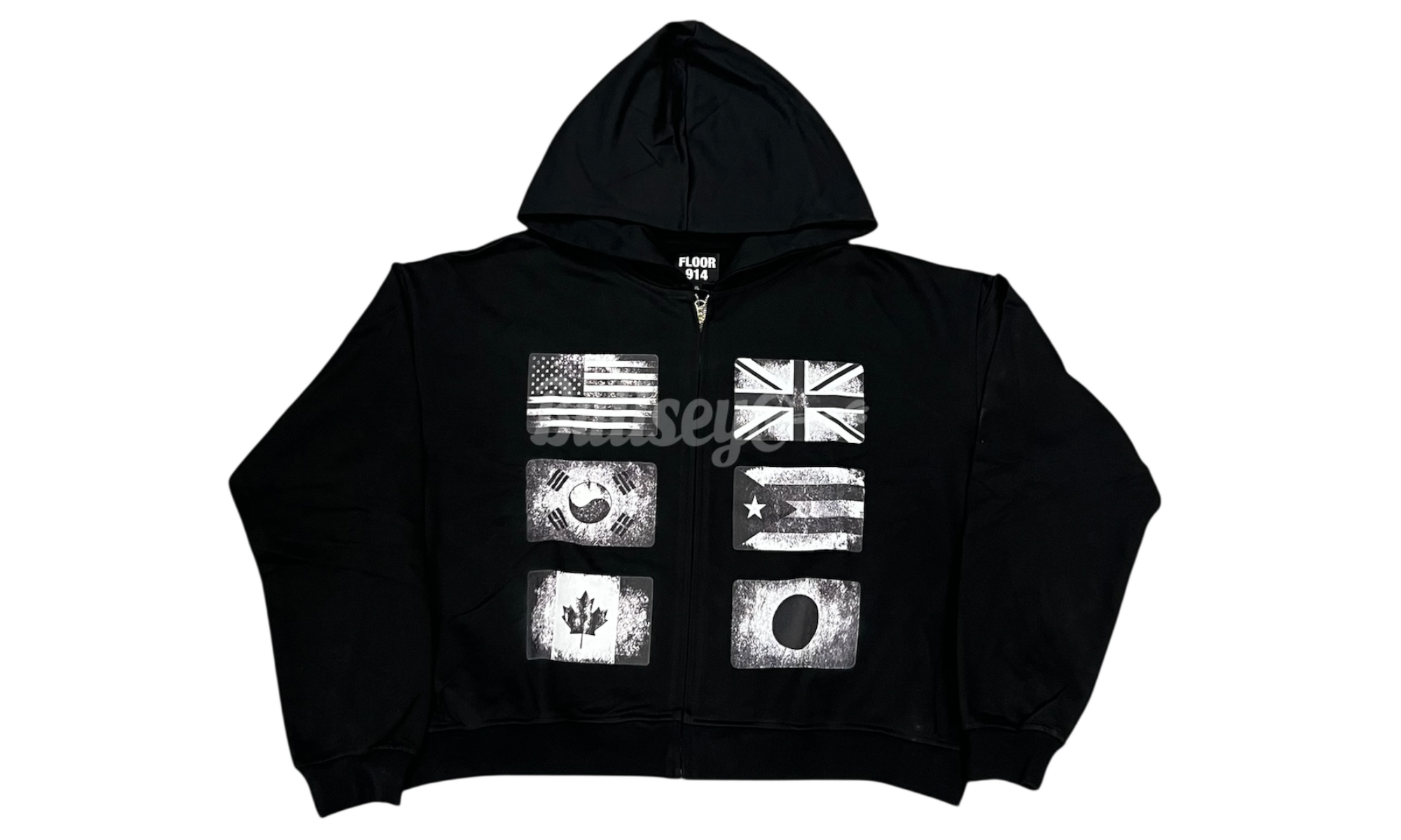 Floor 914 Flag Black Hoodie