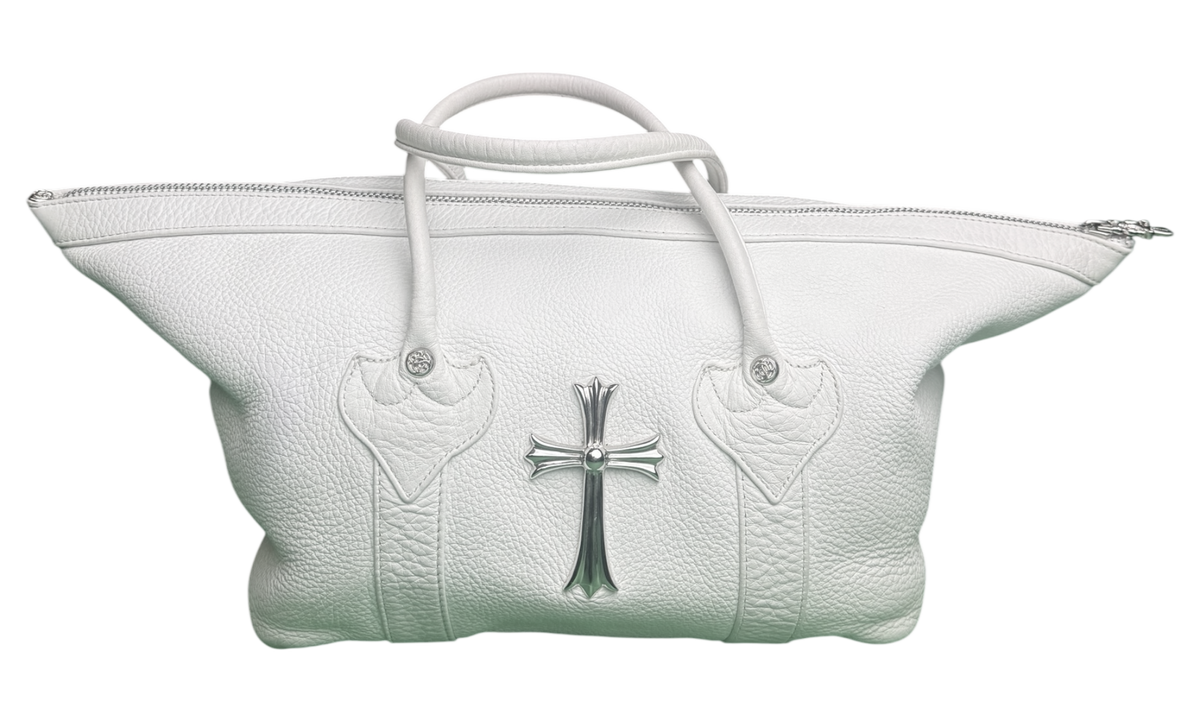 Chrome Hearts White Leather Monica Bag With Silver Cross Logo (Pre-Owned)