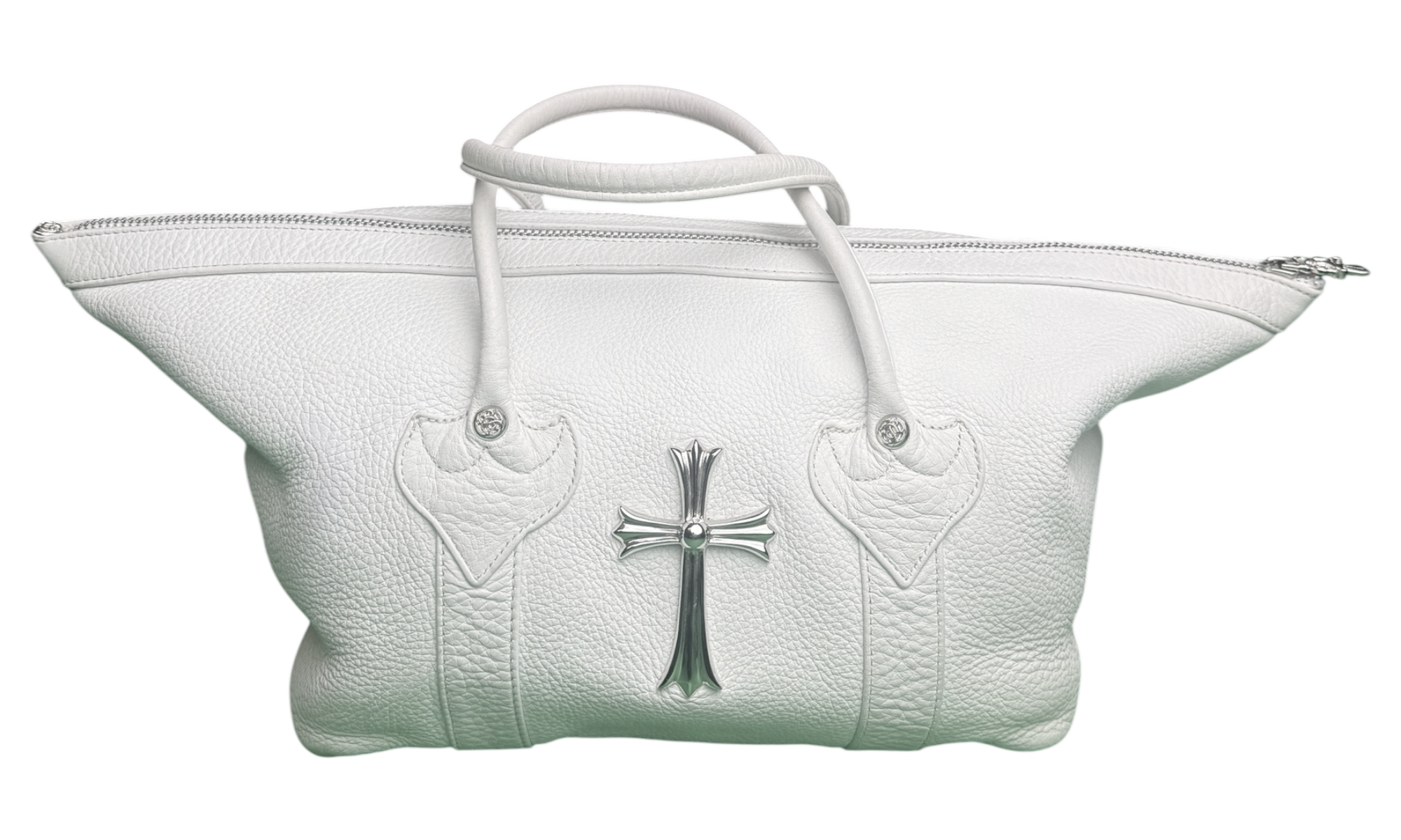 Chrome Hearts White Leather Monica Bag With Silver Cross Logo (Pre-Owned)