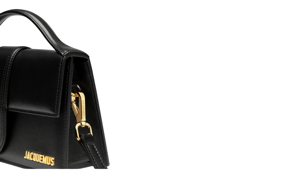 Jacquemus Le Grand Bambino Crossbody Strap Black Handbag Gold Lettering