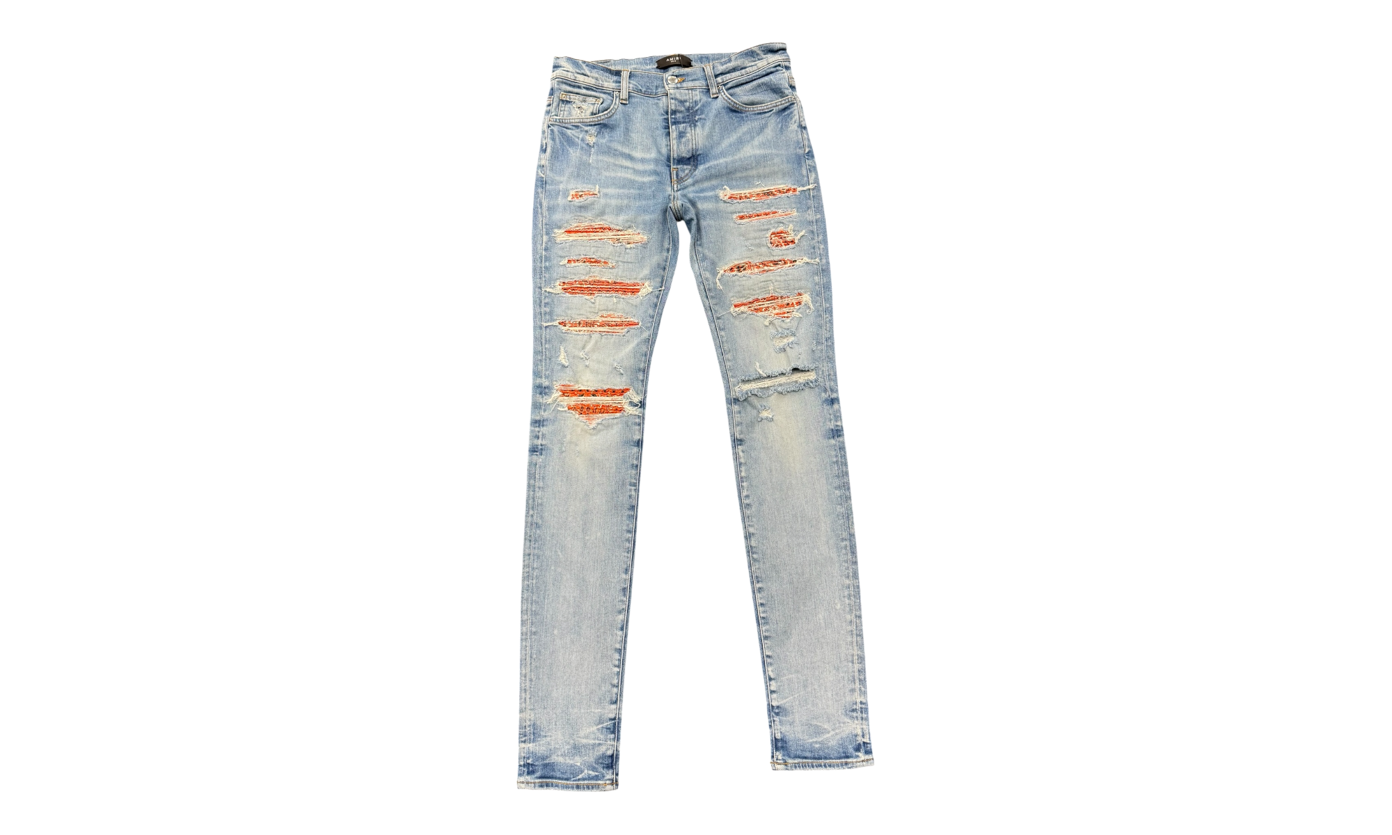 Amiri MX1 Orange Bandana Denim Jeans (PreOwned)