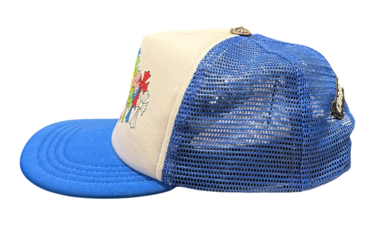 Chrome Hearts Multicolor Cross Blue/White Trucker Hat (PreOwned)