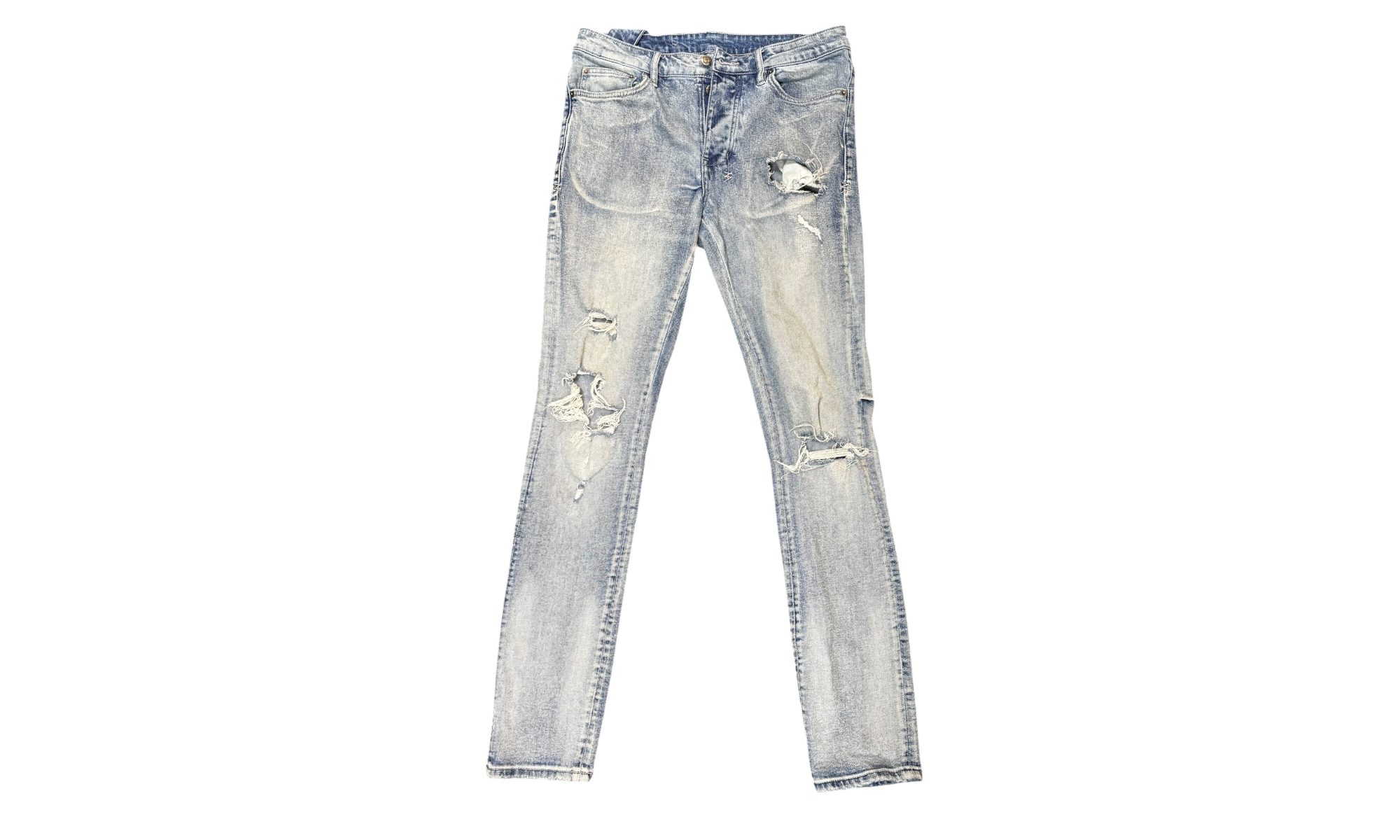 Ksubi Distressed Light Wash Blue Denim (PreOwned) (Flawed)