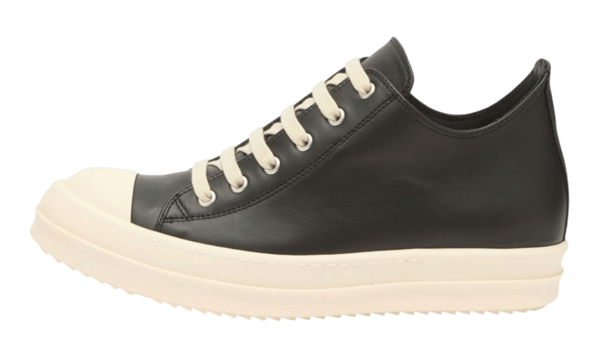 Rick Owens Lido Low Sneaks Leather Black Milk