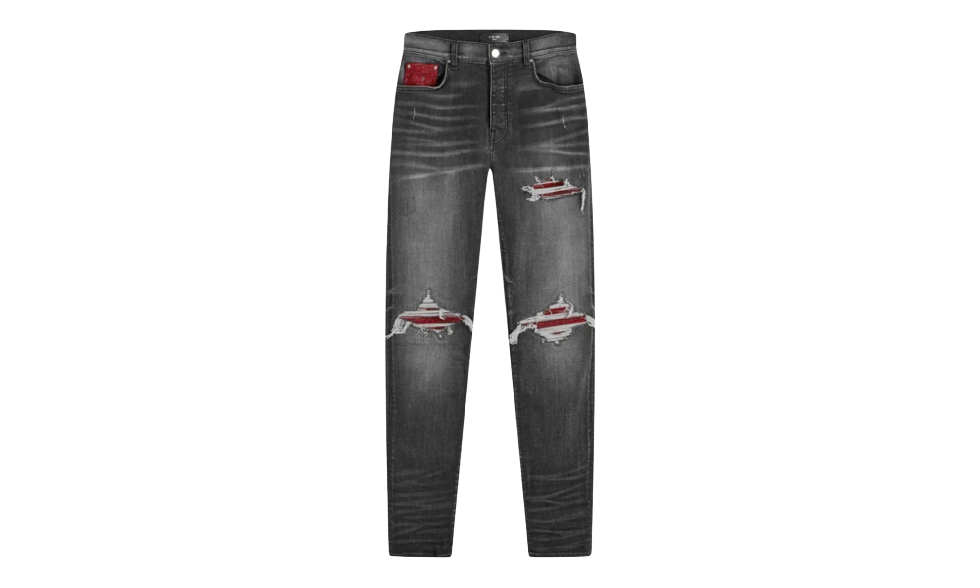 Amiri Rain Grey & Red Patch MX1 Jeans