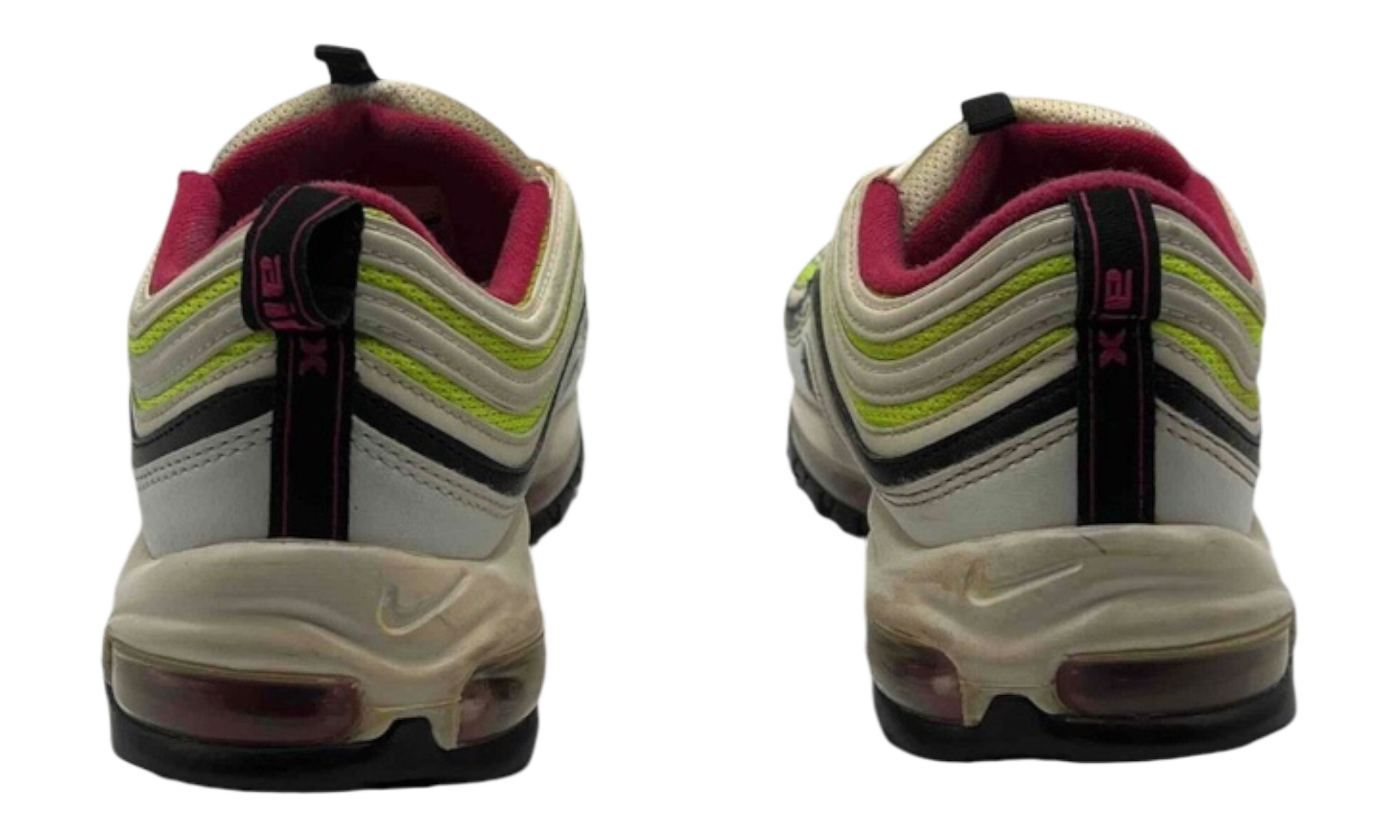 Nike Air Max 97 White Black Volt Rush Pink (PreOwned) (No Box)