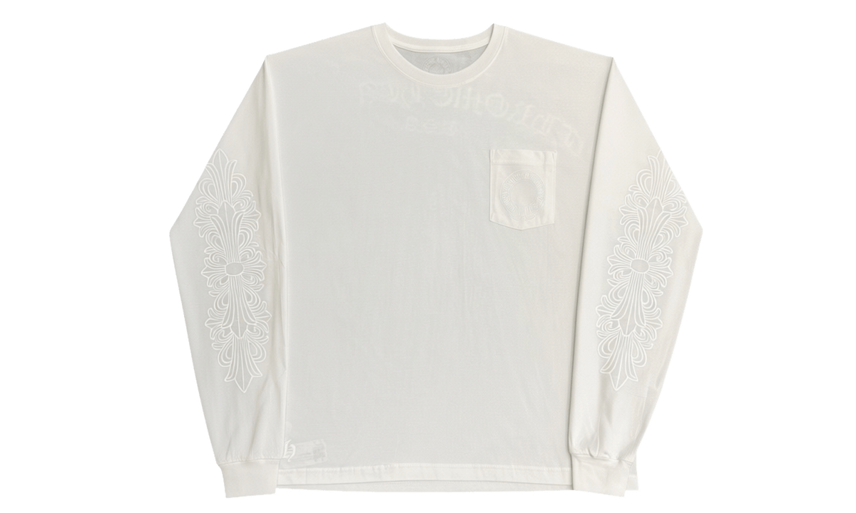 Chrome Hearts White Long Sleeve Horseshoe Pocket Tee