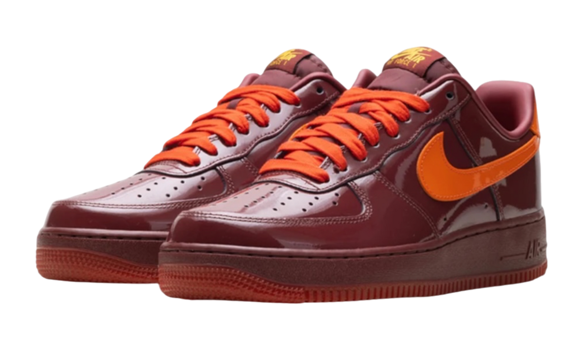 Nike Air Force 1 Low Patent Leather Dark Team Red Safety Orange (No Box)