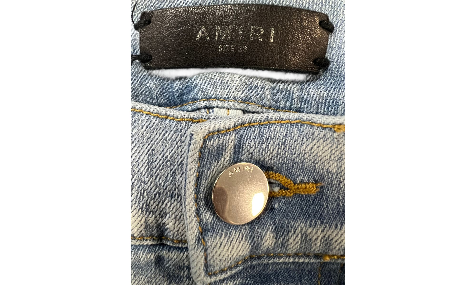 Amiri MX1 Camo Patch Blue Jeans (PreOwned)