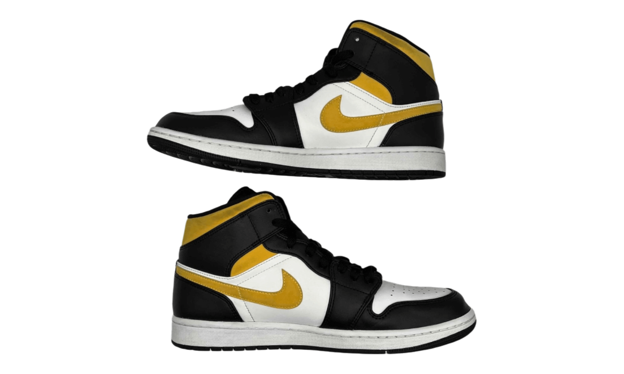Jordan 1 Mid White Pollen Black (PreOwned) (No Box)