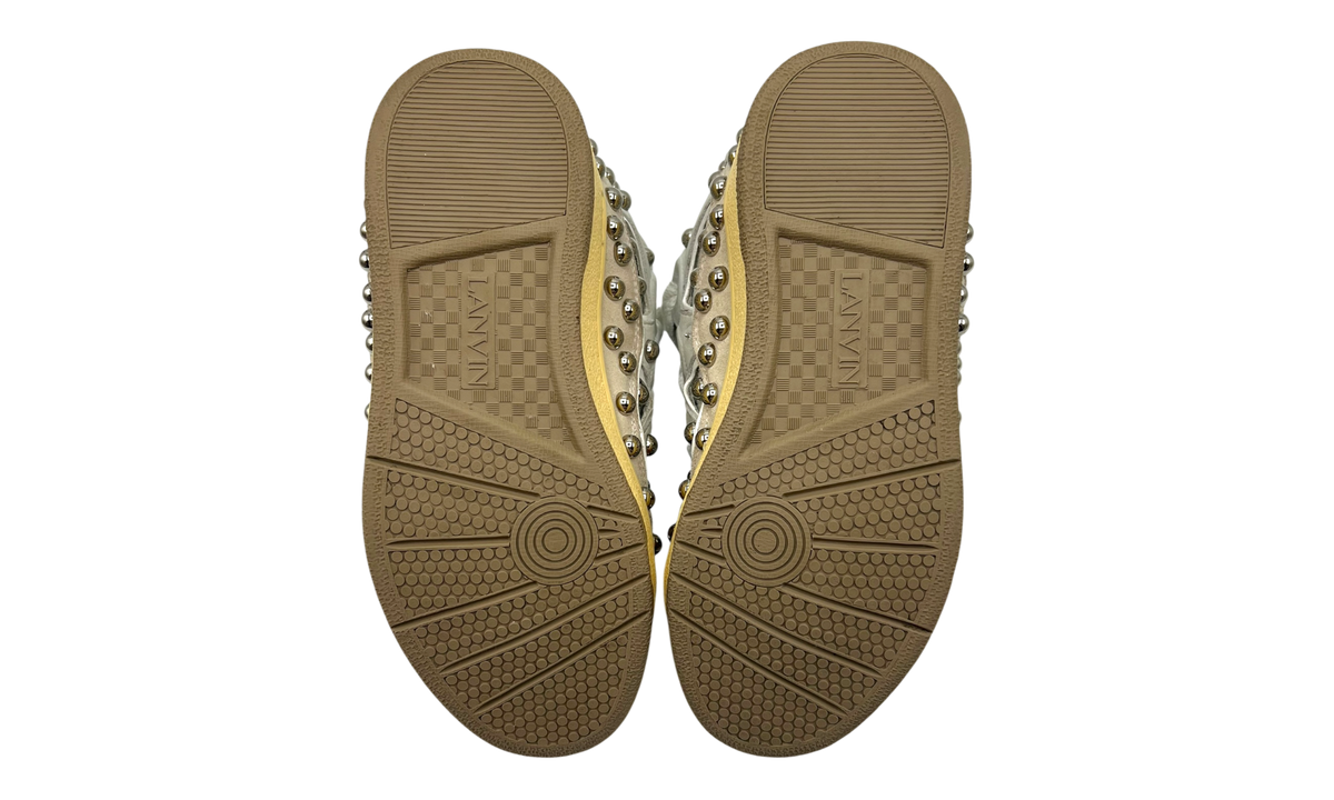 Lanvin Studded Leather Curb Sneaker White (PreOwned)