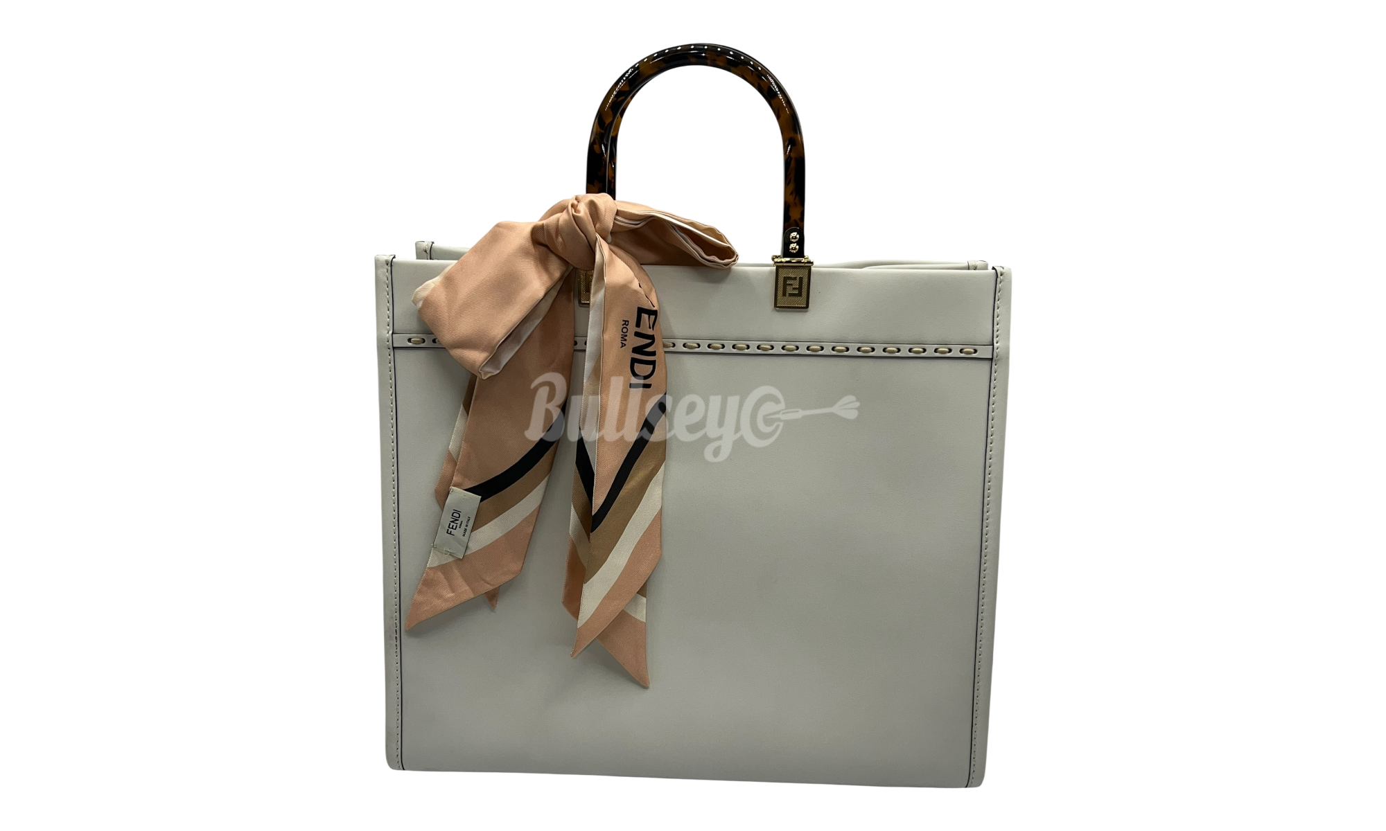 Fendi Vitello King Plexiglass Elaphe Snakeskin Ice White Tote (PreOwned)