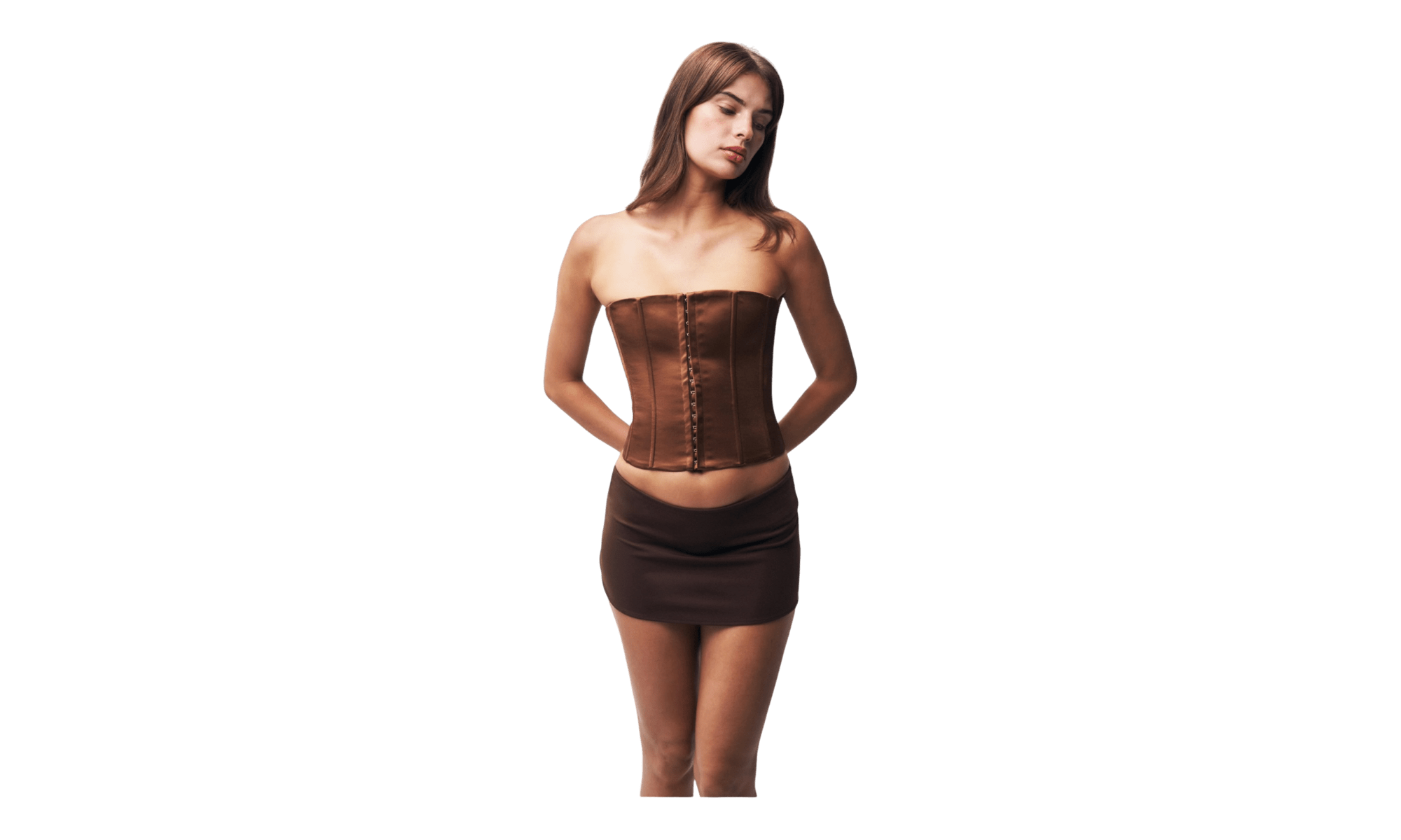 Guizio Micro Mini Stretch Skirt Brown