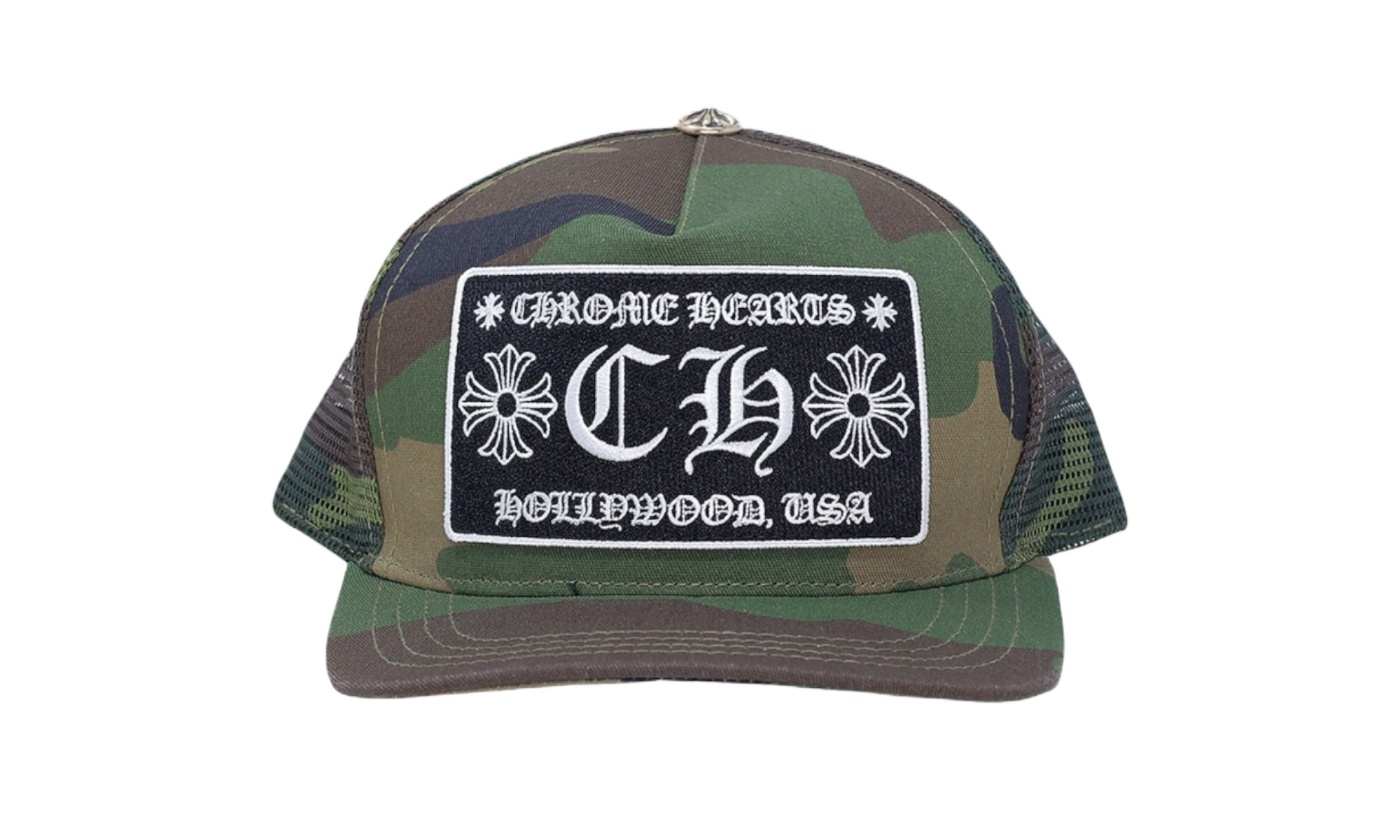 Chrome Hearts CH Hollywood Camo Trucker Hat