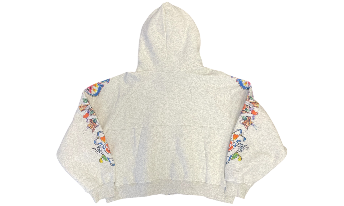 We Are Righteous Risen King Grey Cropped Zip-Up Hoodie