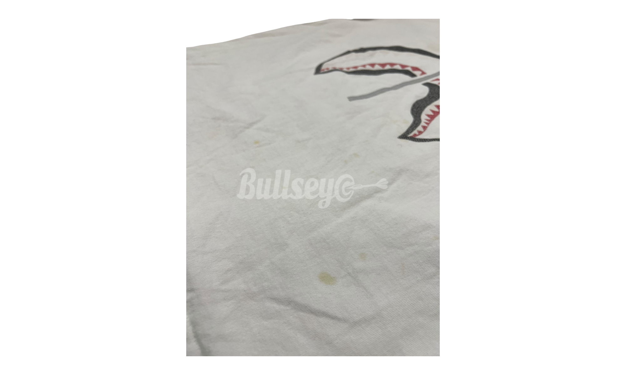 Bape Shark Zip Up Logo White T-Shirt (PreOwned)
