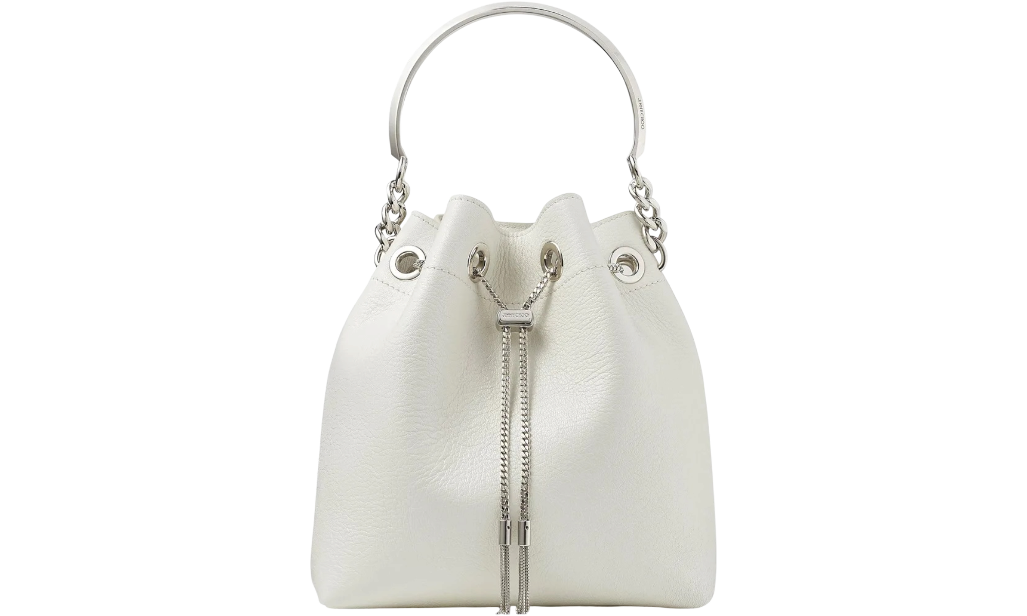 Jimmy Choo Bon Bon Bucket Latte Grainy Goat Leather Bucket Bag