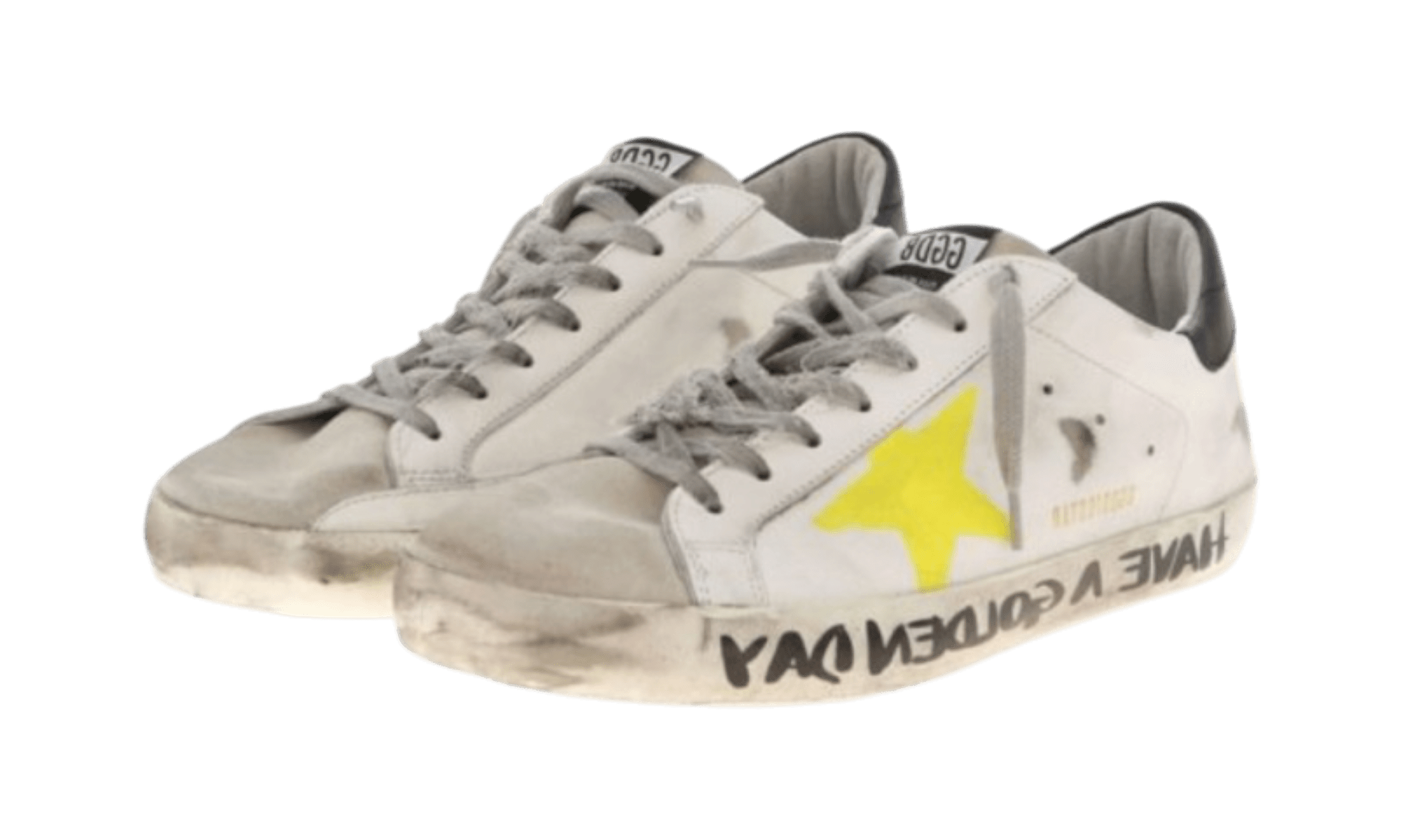 Golden Goose White Neon Distressed Superstar Sneaker