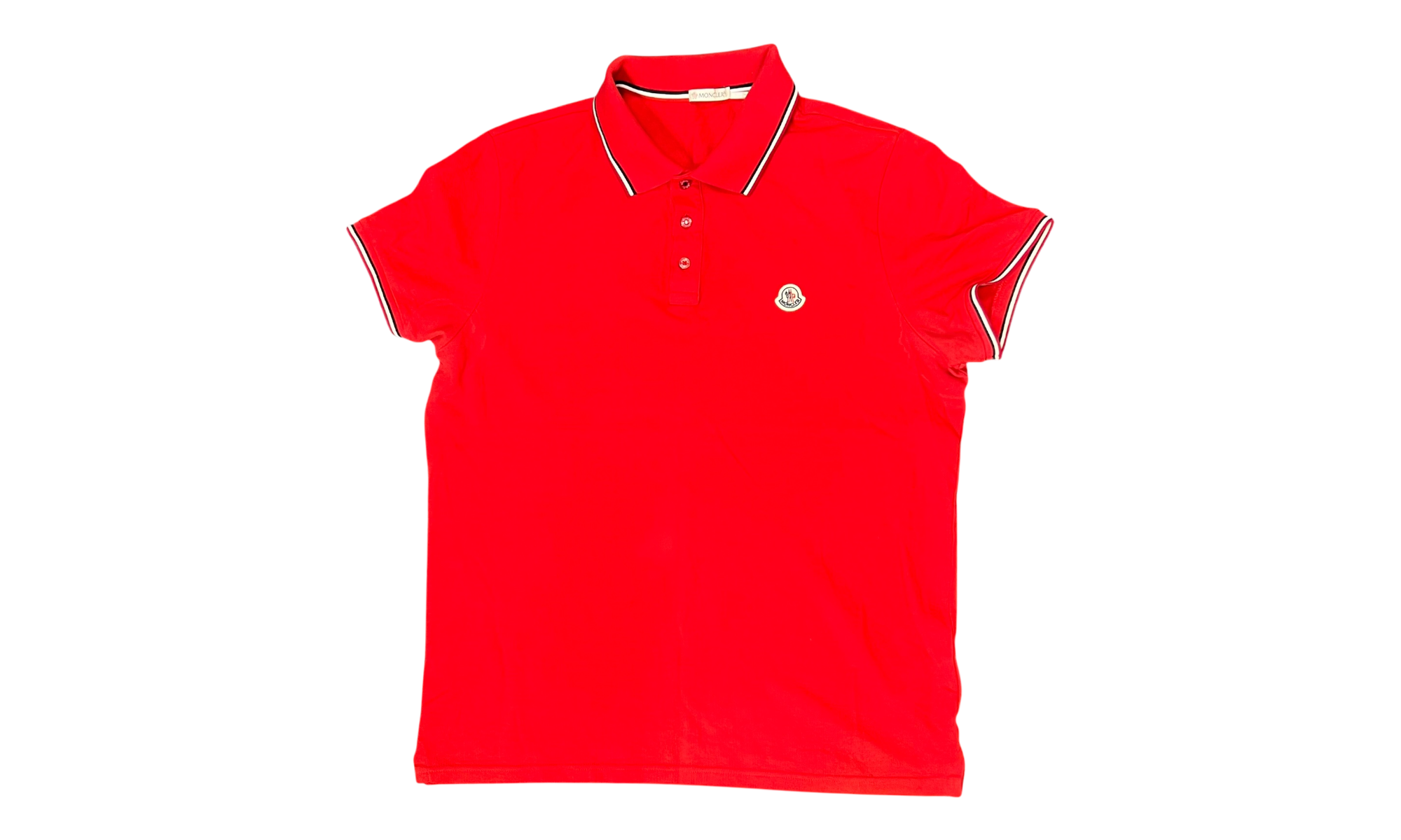 Moncler Tri-Color Trim Red Polo T-Shirt (PreOwned)