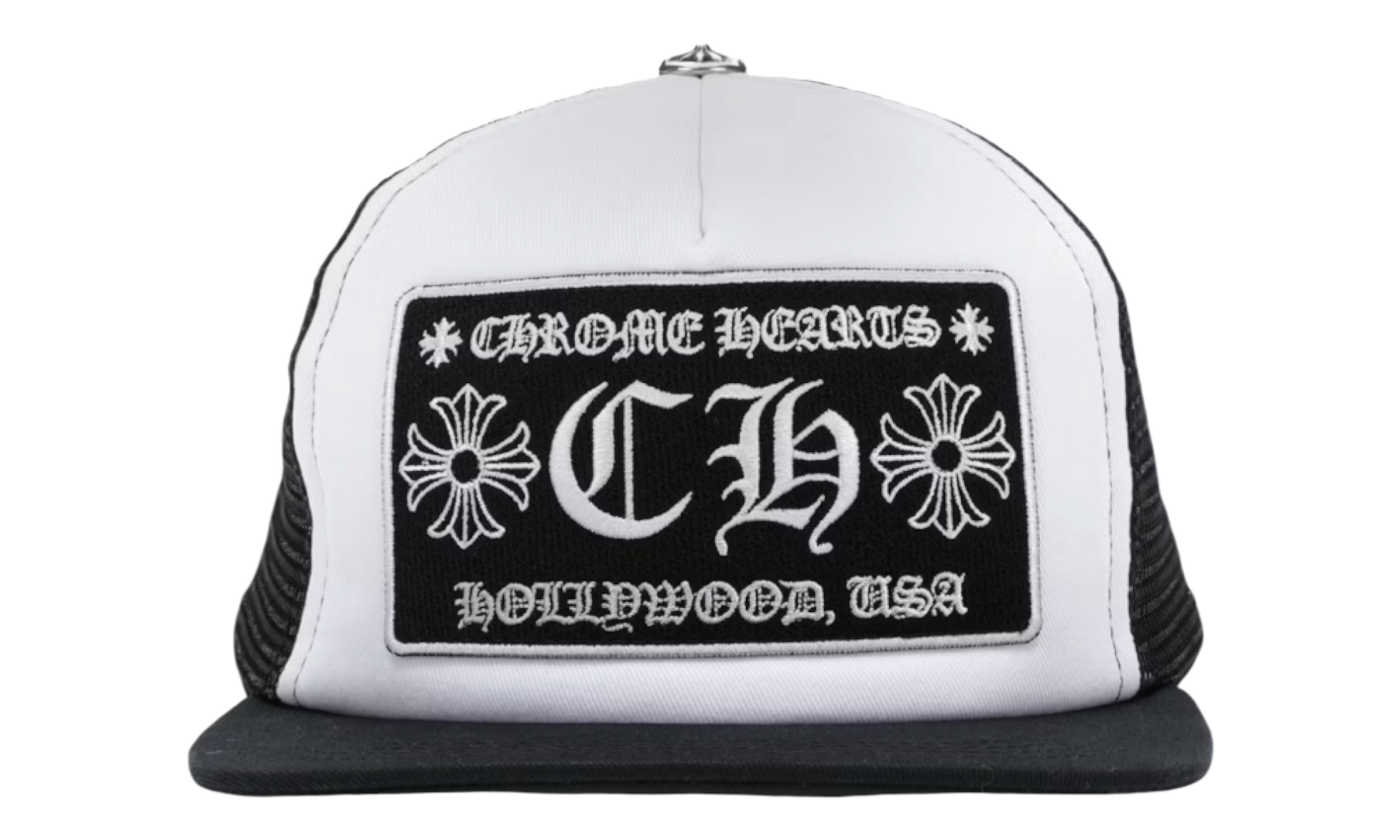 Chrome Hearts White/Black Hollywood Trucker Hat