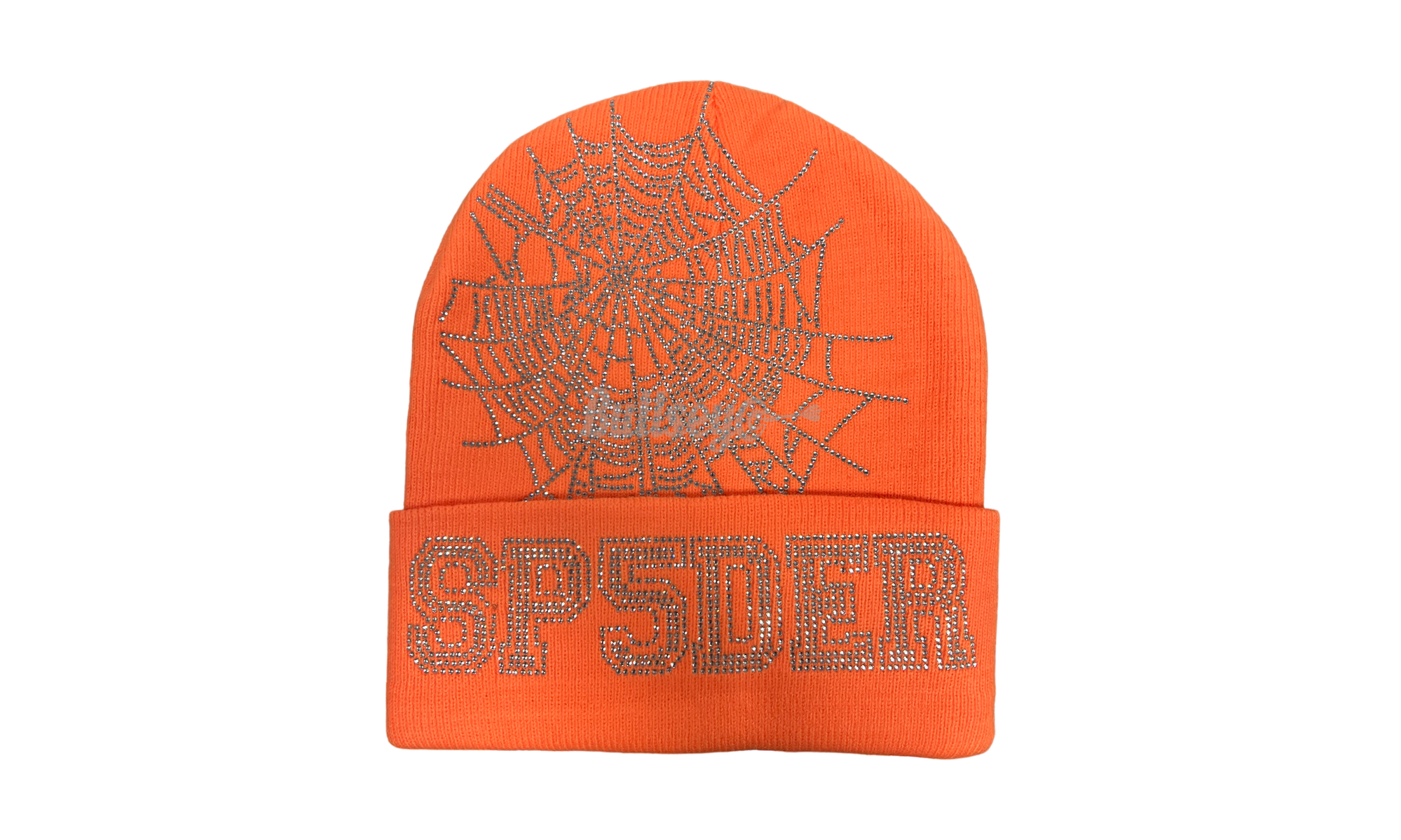 Sp5der Rhinestone Web Orange Beanie (New York Exclusive)
