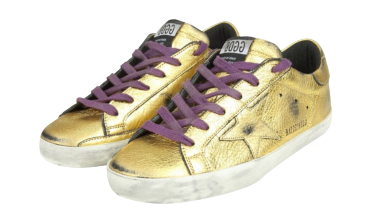 Golden Goose Metallic Gold Distressed Superstar Sneaker