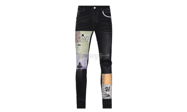 Amiri Bandana Art-Patch Black Jeans-Proenza Schouler leather Pipe sandals