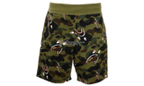 BAPE Shark 1st Green Camo Wide Sweat Shorts-suede slip-on shoes Brown