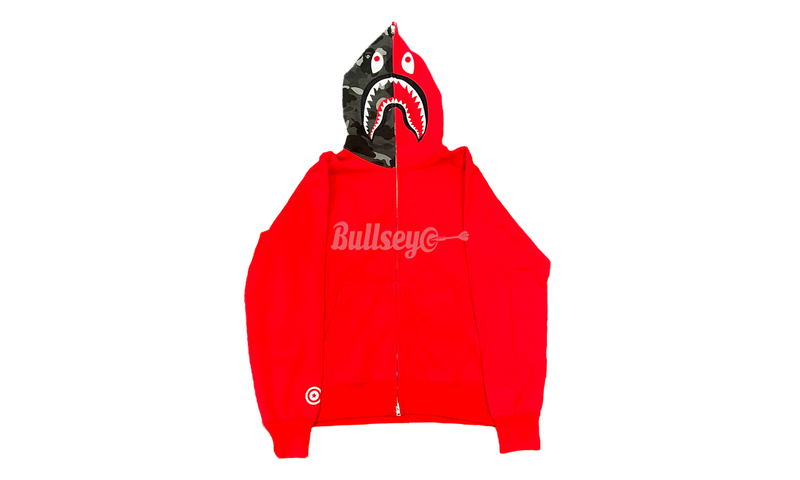 Bape Red Black Camo Shark Full Zip Hoodie-Bullseye Sneaker Boutique