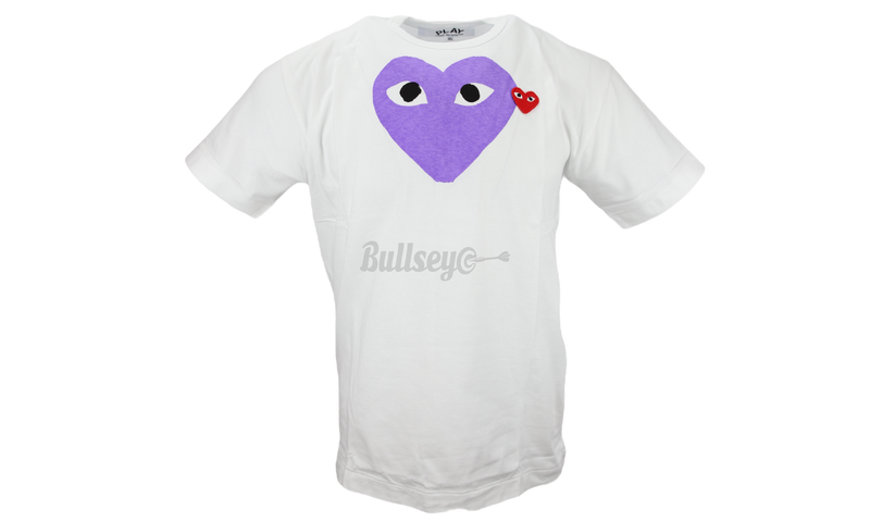 Comme Des Garcons PLAY "Red Emblem Heart" Purple/White T-Shirt-look through Supras impressive low-top skate sneaker collection