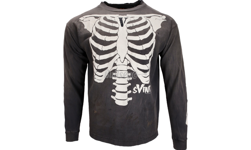 Saint Michael x Vlone Bones Black Longsleeve T-Shirt-Dunk High UNC & Goldenrod